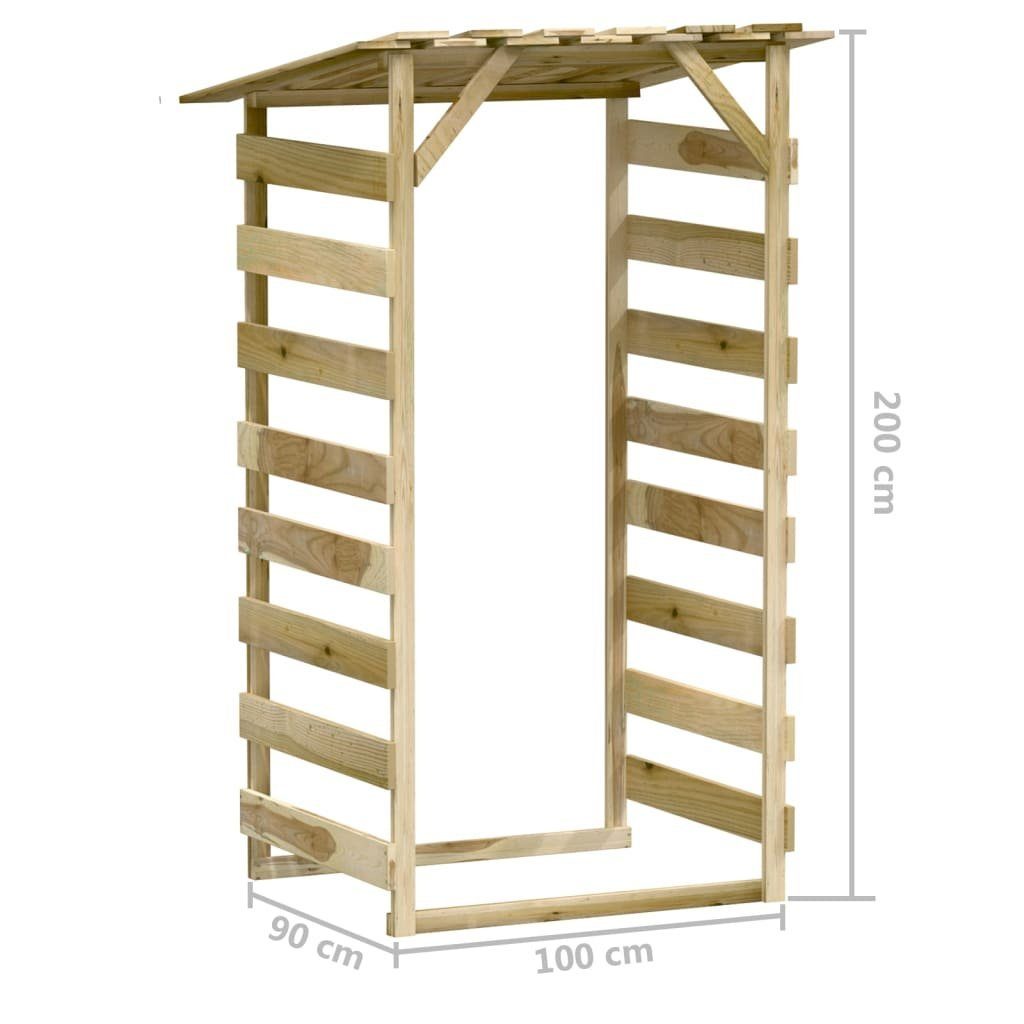 Holzlage, BxTxH:0x90x200 Kiefernholz Dach 3 cm 100x90x200 mit Kaminholzregal Stk Pergolen Imprägniert vidaXL cm