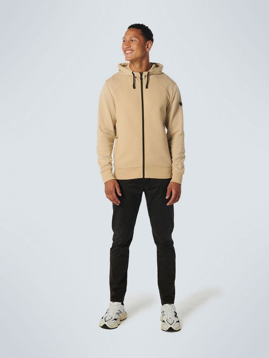 NO EXCESS Langarmshirt Sweater Hooded Full Zipper Double Layer Jacquard Stretch