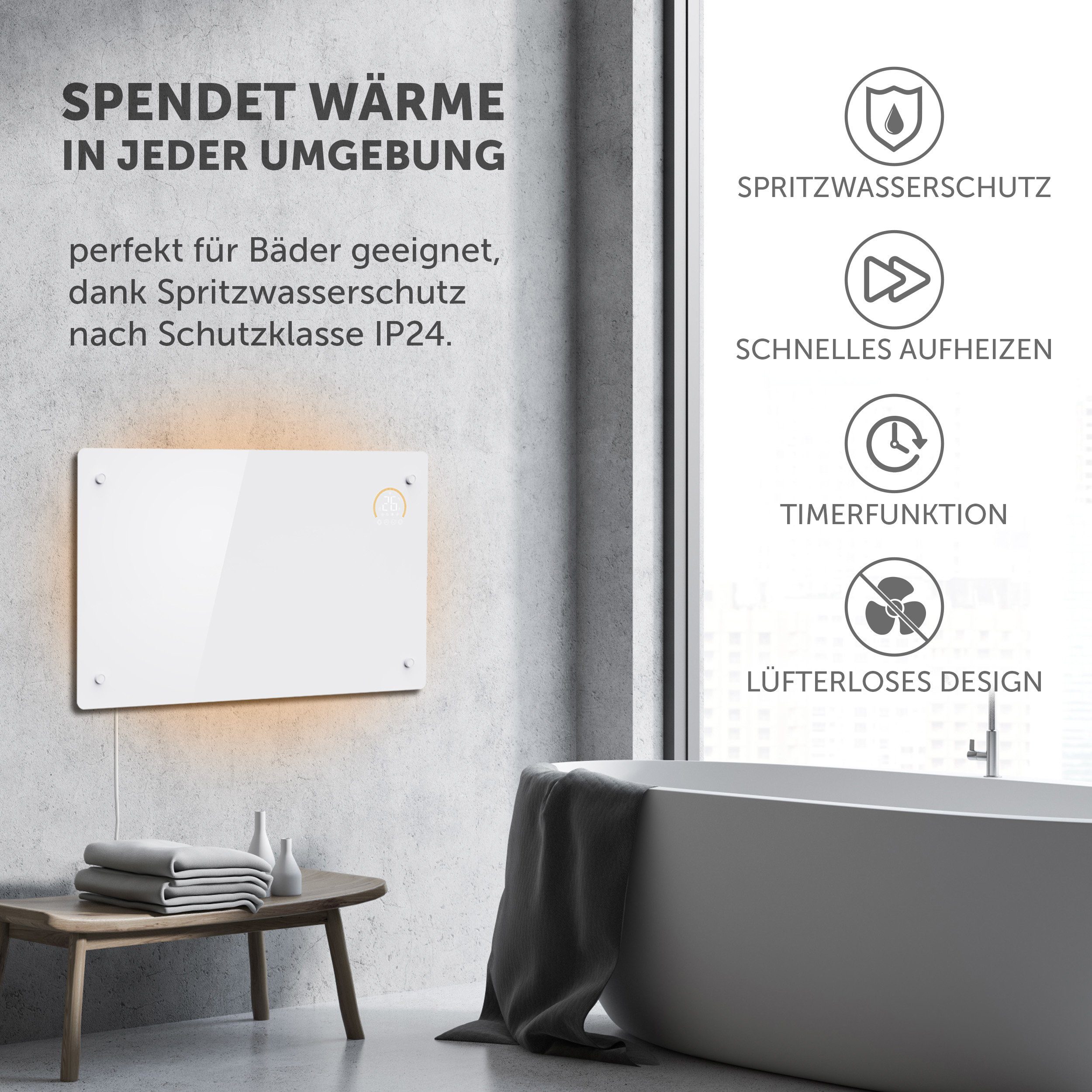 Johannson Konvektor Elektroheizung Aurora 2000W Konvektor Heizung, 2000.00 W, Überhitzungsschutz und Kindersicherung