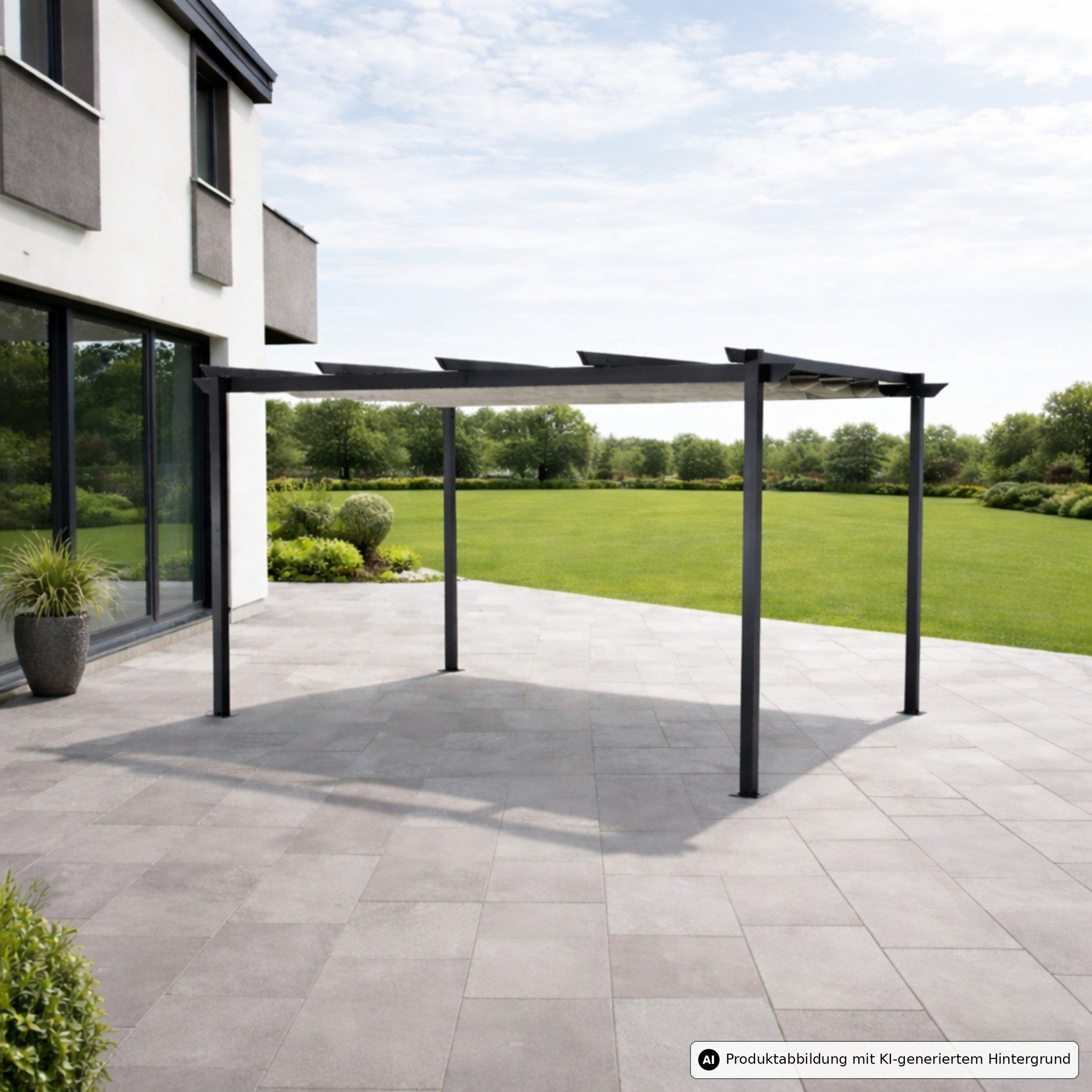Leco Pergola Überdachung Sonnendach Pavillon Aluminium Luxus Pergola 4 x 3 m, BxTxH: 400x300x225 cm, Gestell aus Aluminium und Stahlrohr pulverbeschichtet