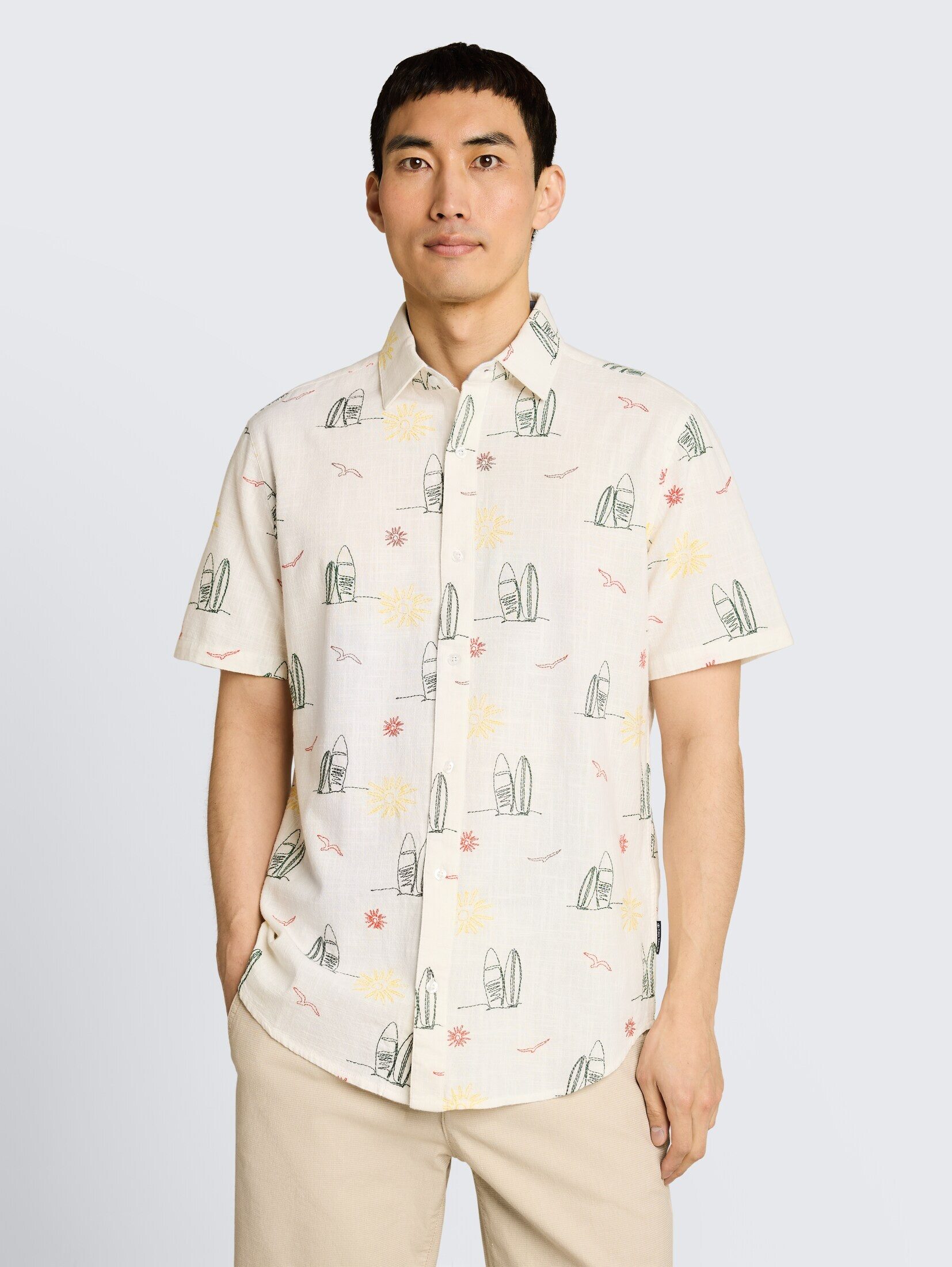 TOM TAILOR Kurzarmhemd Blusen & Shirts Regular Fit Kurzarmhemd mit Stickereien