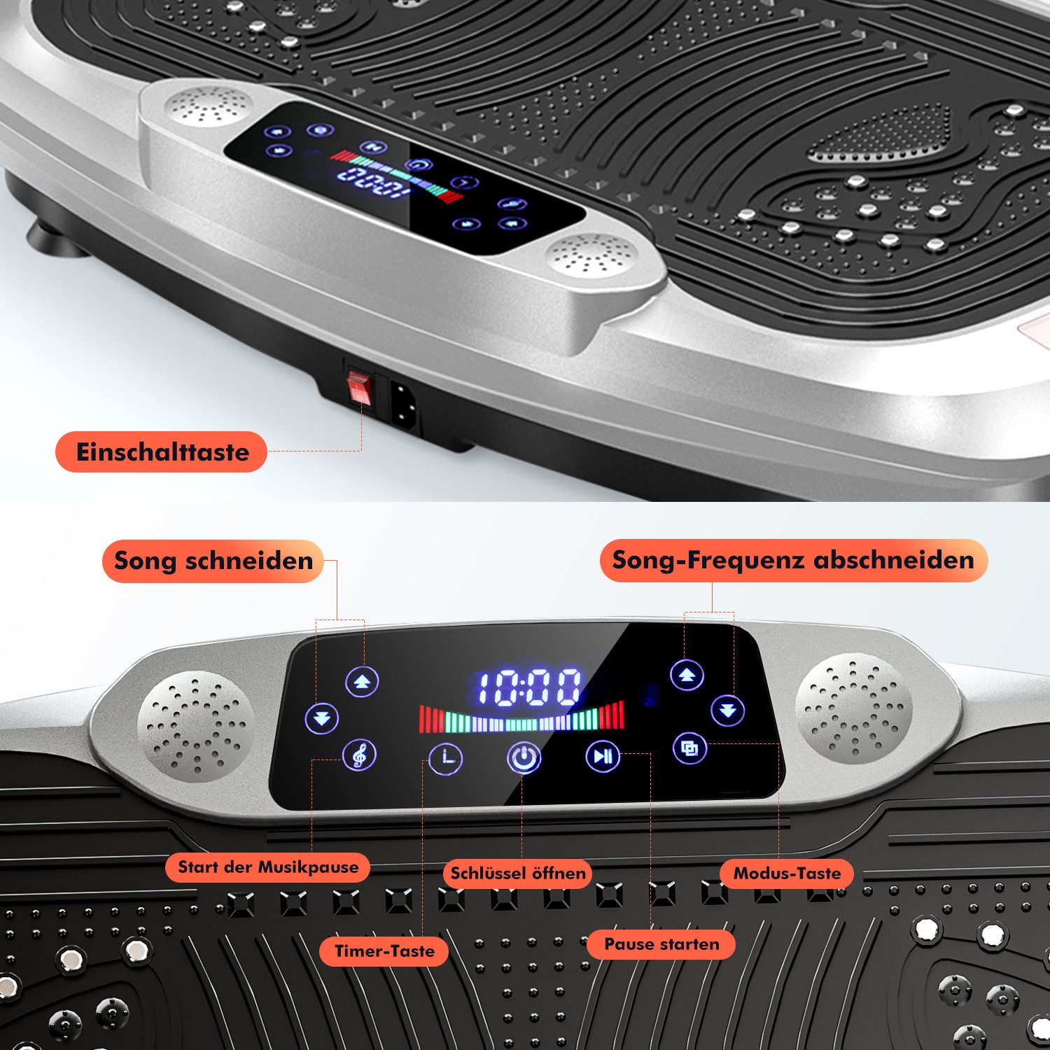 kehot Vibrationsplatte 4D Vibrationsplatte mit 3 Motoren–Profi Ganzkörpertraining für zuhause, 300 W, 120 Intensitätsstufen, (5 Programme, Bluetooth-Musik & Mag – Bild 5 von 5
