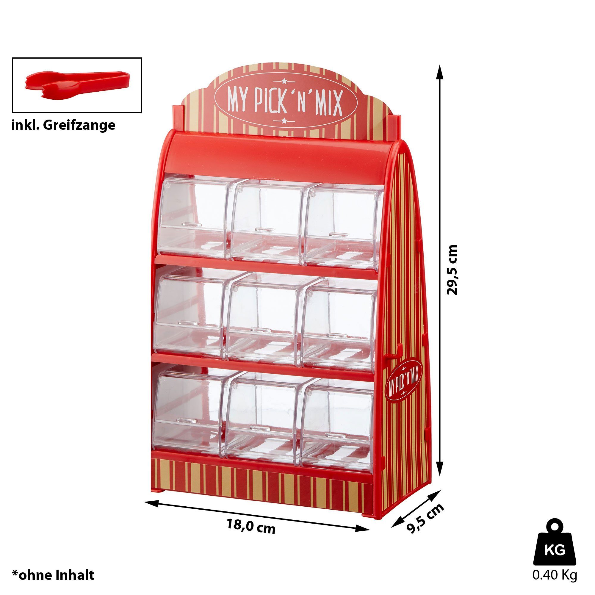 CEPEWA Kaufladensortiment Süßigkeitenspender, ca. 25cmH, rot, ohne Inhalt