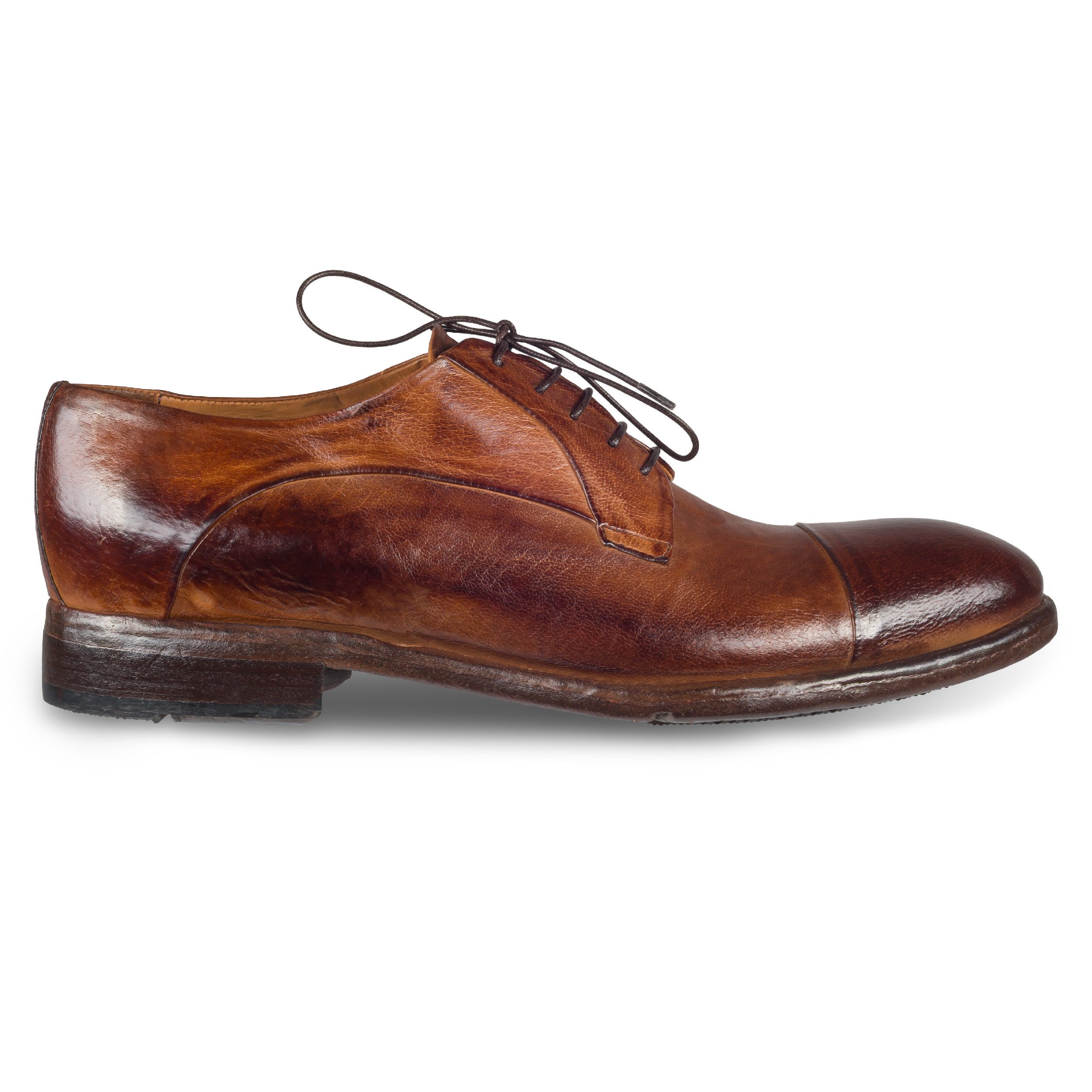 LEMARGO LEMARGO Herren Schnürschuh cognak braun, Kalbsleder stonewashed AC45A Schnürschuh Handgefertigt in Italien