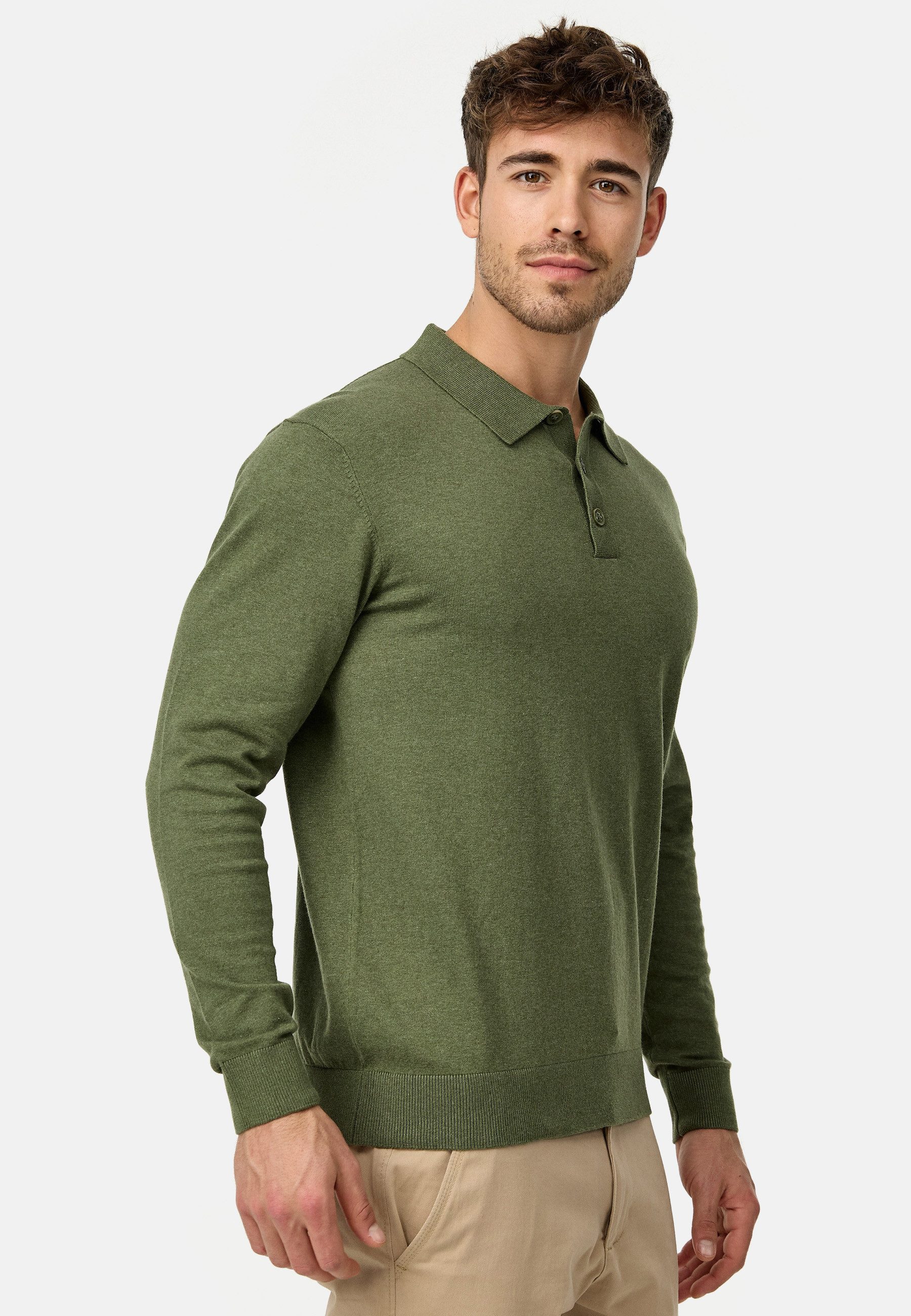 Indicode Strickpullover Herren INChips Pullover Feinstrick-Pullover im Polo-Stil