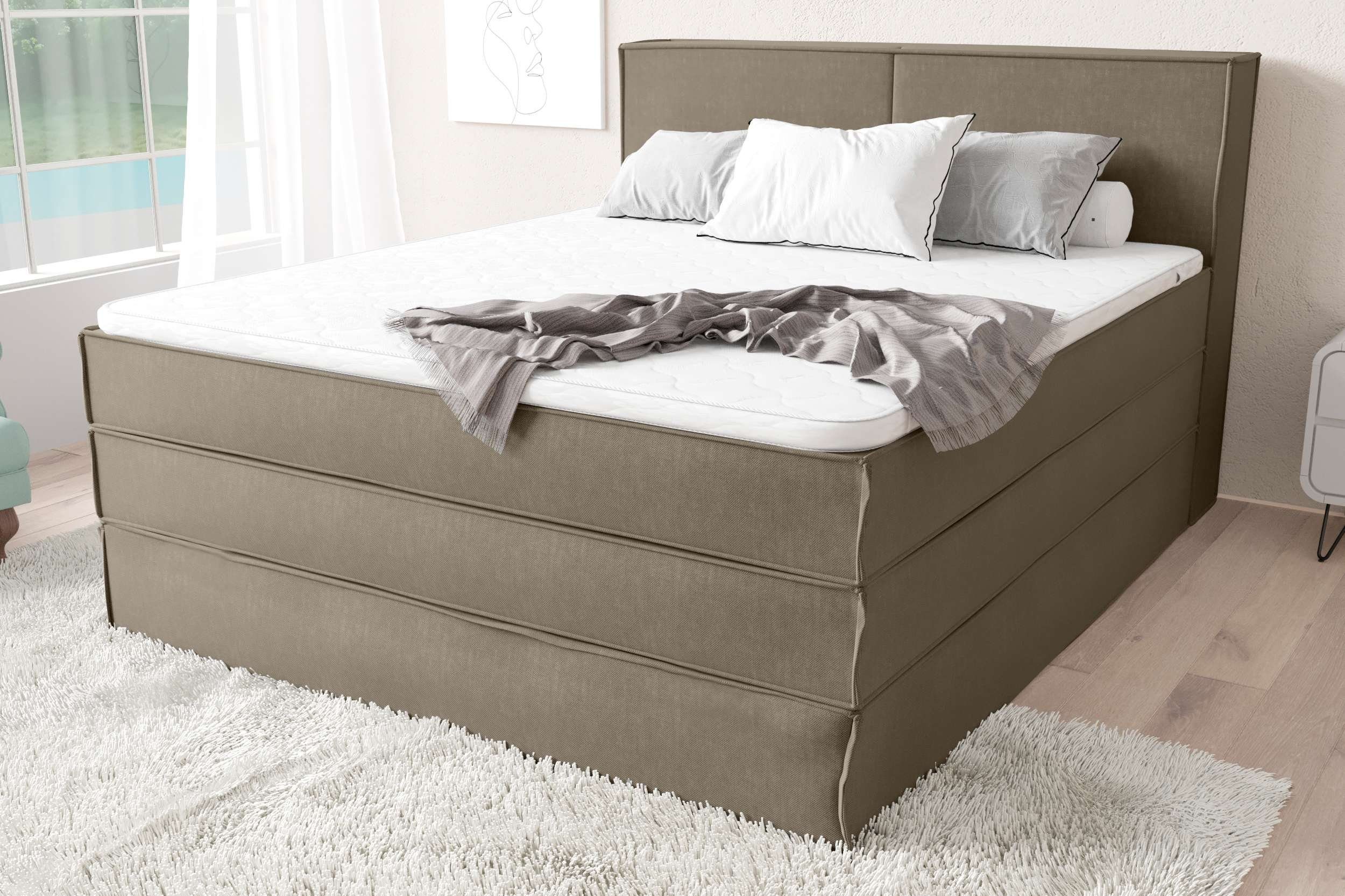 99rooms Boxspringbett Santiago (Schlafzimmerbett, Bett), gepolstert günstig online kaufen