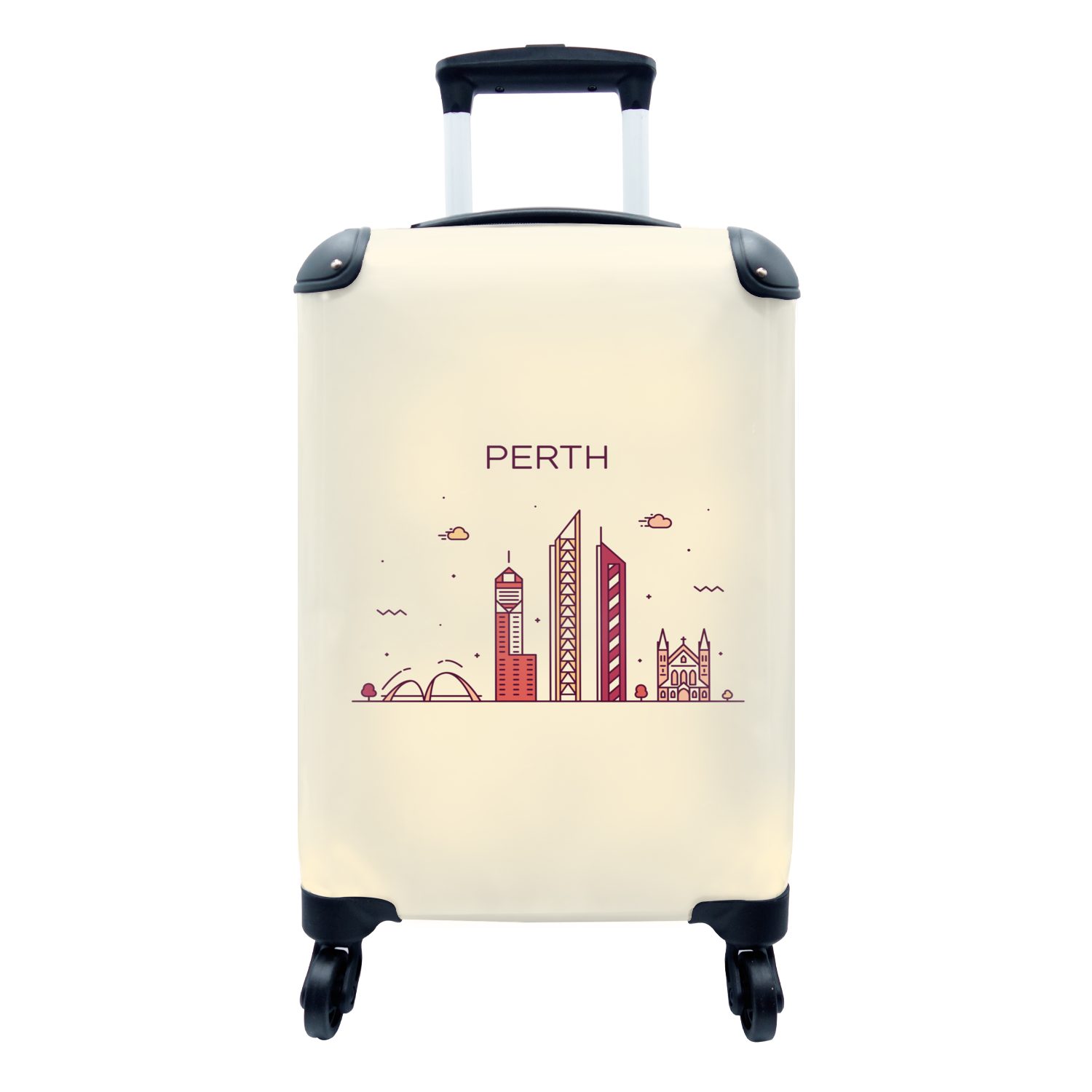 - Australien rollen, Perth Skyline, - Trolley, mit 4 für Ferien, Handgepäck Reisekoffer Reisetasche MuchoWow Handgepäckkoffer Rollen,