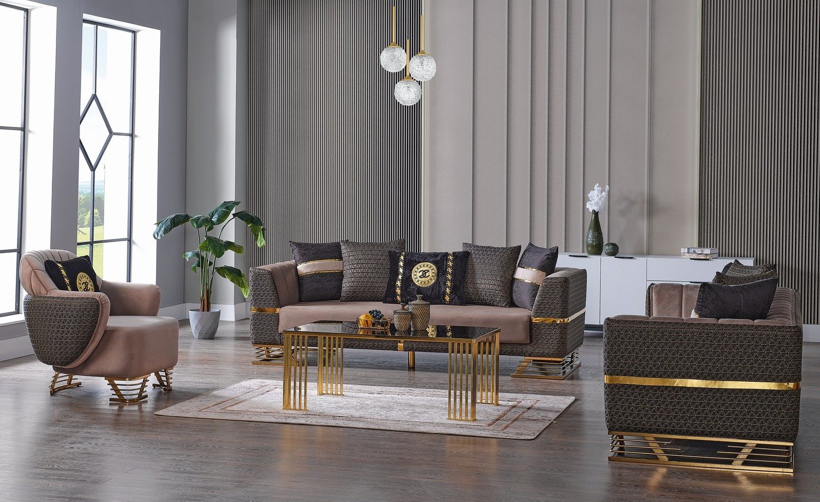 Xlmoebel Polstergarnitur Designer Sofagarnitur 3+3+1 Sitzer Couch Set in modernem Design, (3-tlg), Made in Europa