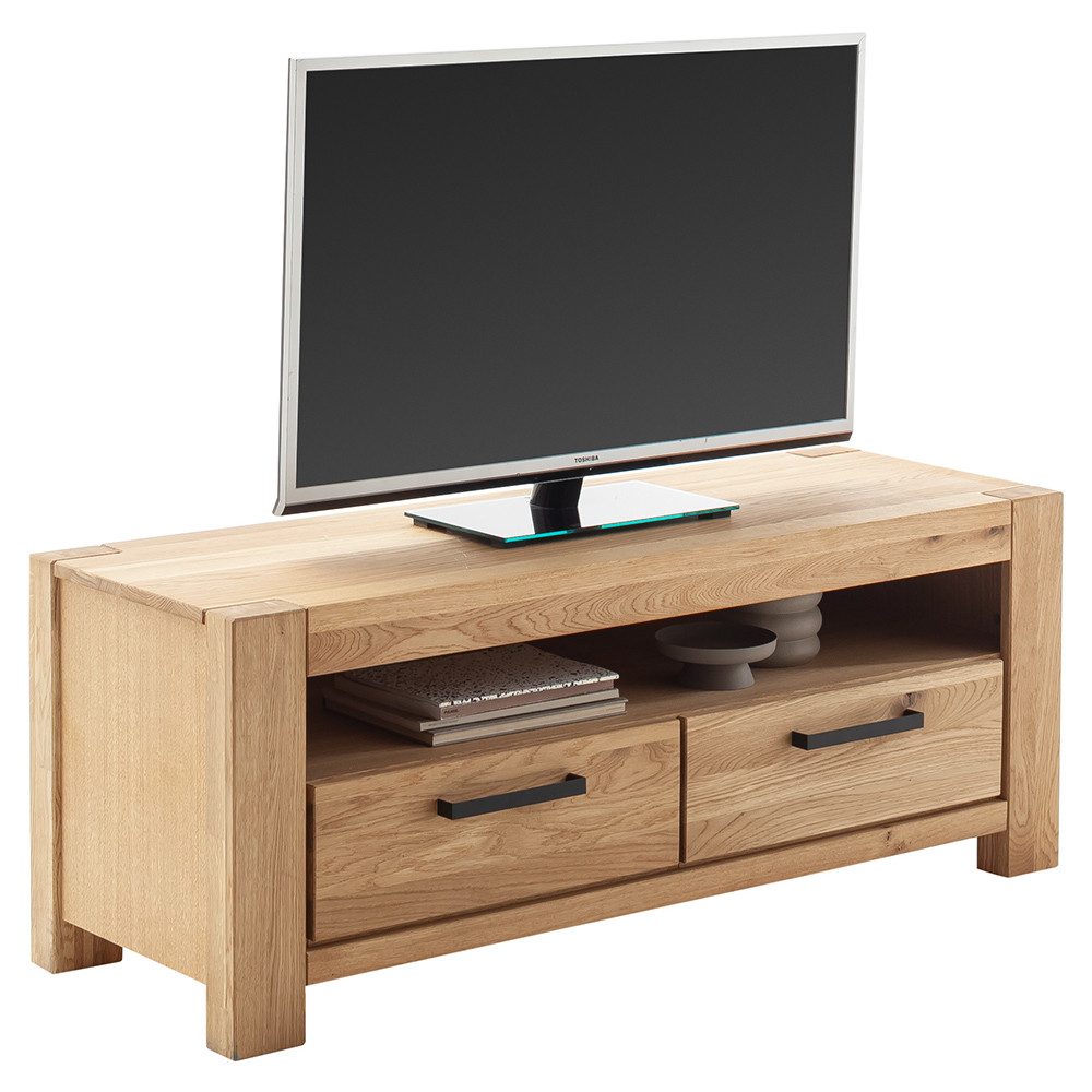 Lomadox Lowboard SELISTE-06, Massivholzmöbel, Eiche teilmassiv geölt, 130cm breit