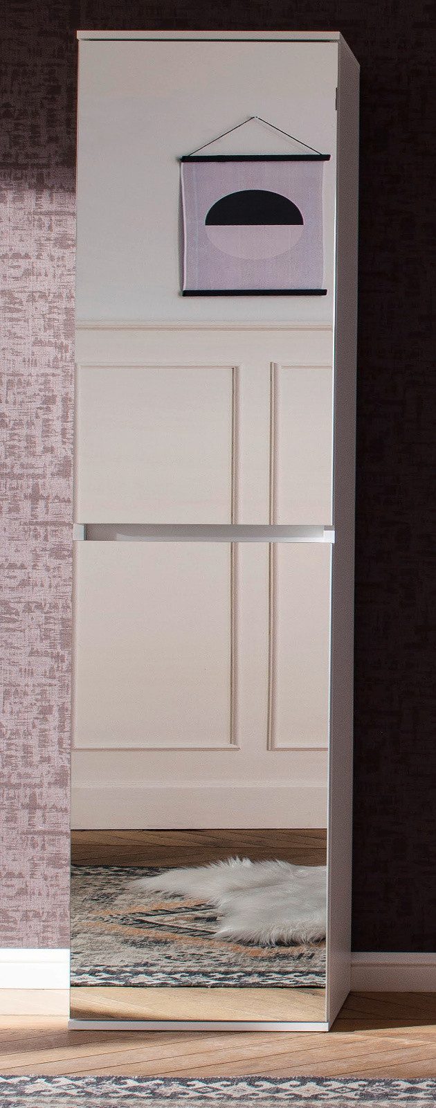Furn.Design Schuhschrank Reflect (schmaler Flurschrank in Weiß, 2 Spiegeltüren, 37 x 191 cm) variable Inneneinteilung, bis zu 9 Fächer