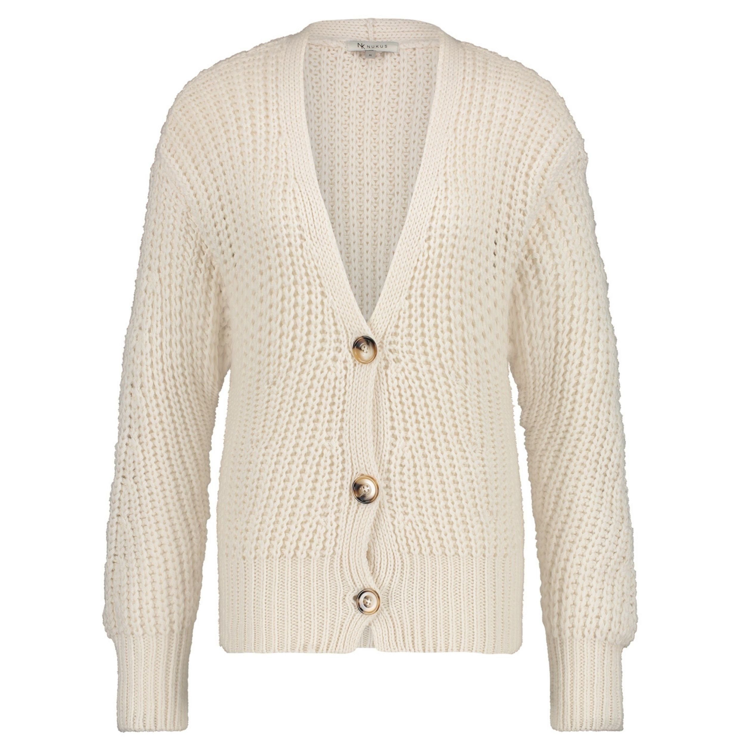 Nukus Strickjacke Diek Cardigan mit Knopfleiste und V-Ausschnitt aus Baumwolle (1-tlg)