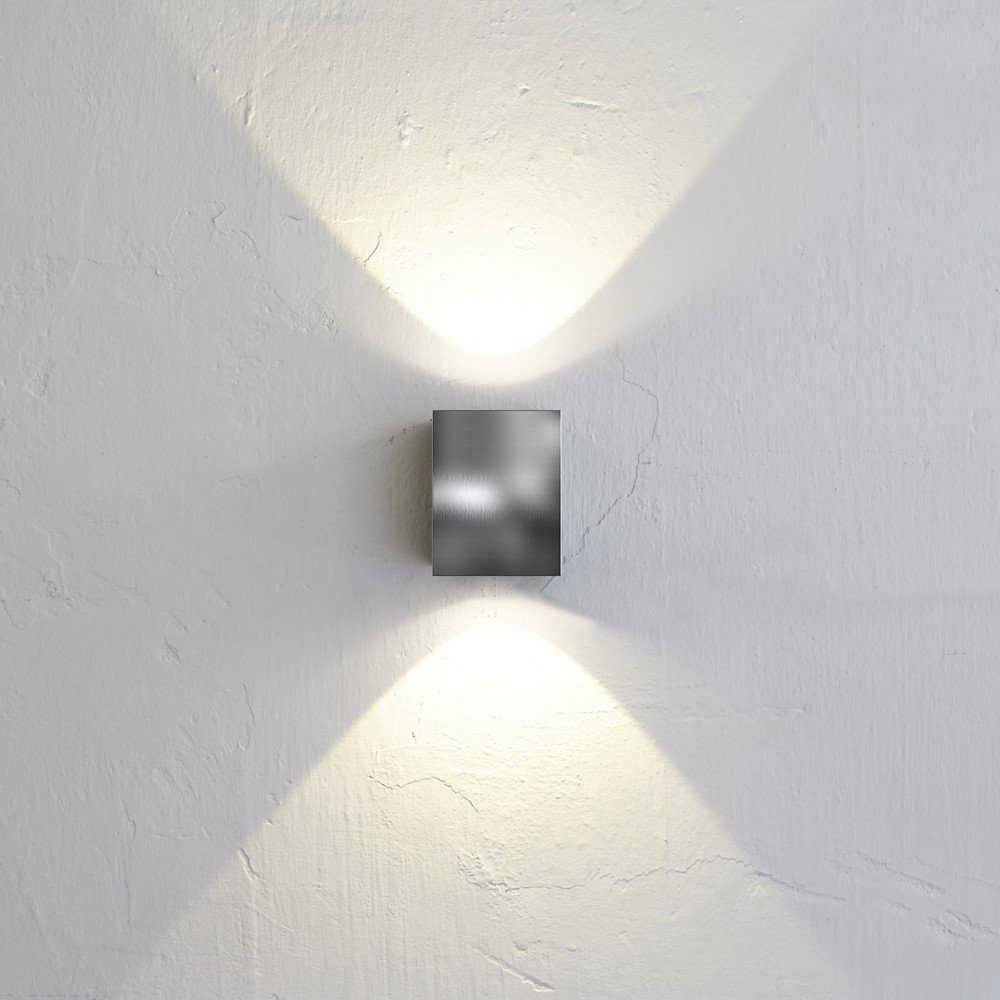 Licht-Trend Wandleuchte Baleno Quadi LED Wand-Außenleuchte Up&Down  Edelstahl Edelstahl, Warmweiß