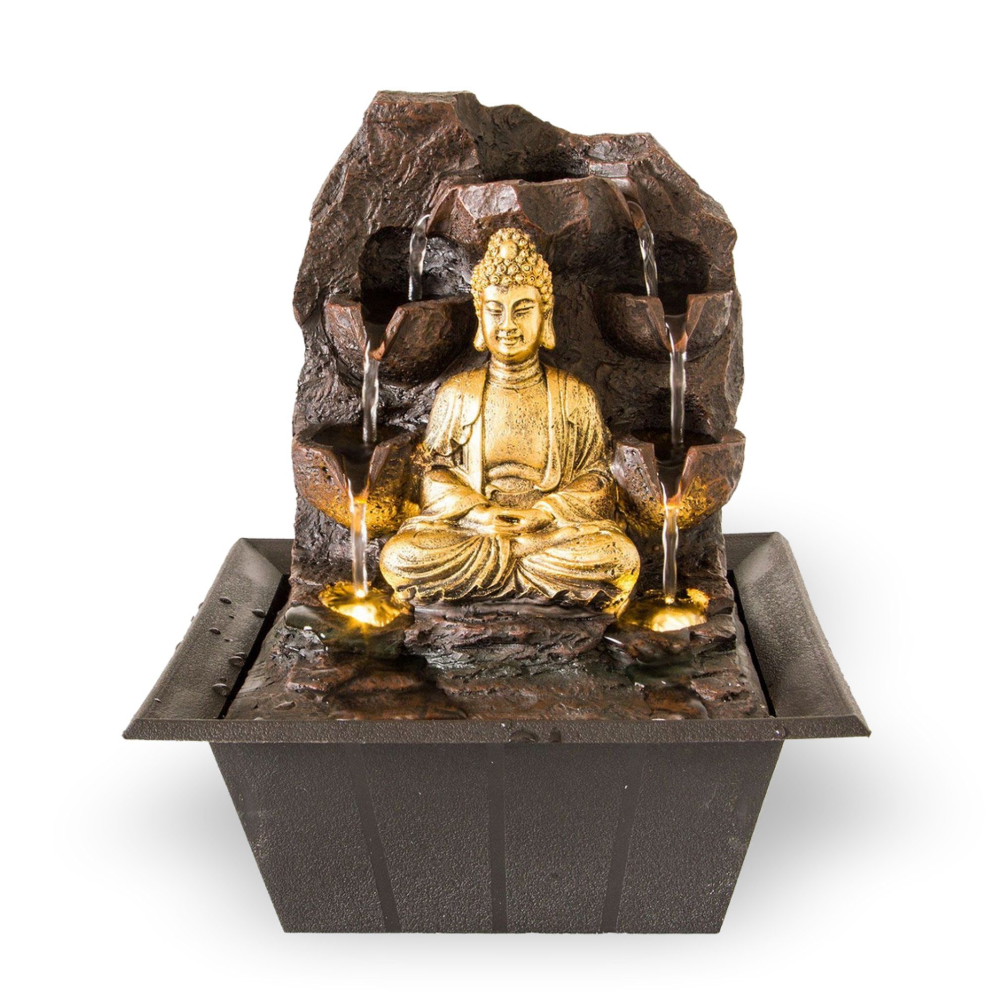Lemodo Фонтан комнаты Tischbrunnen Buddha mit Beleuchtung, mit LED-Beleuchtung