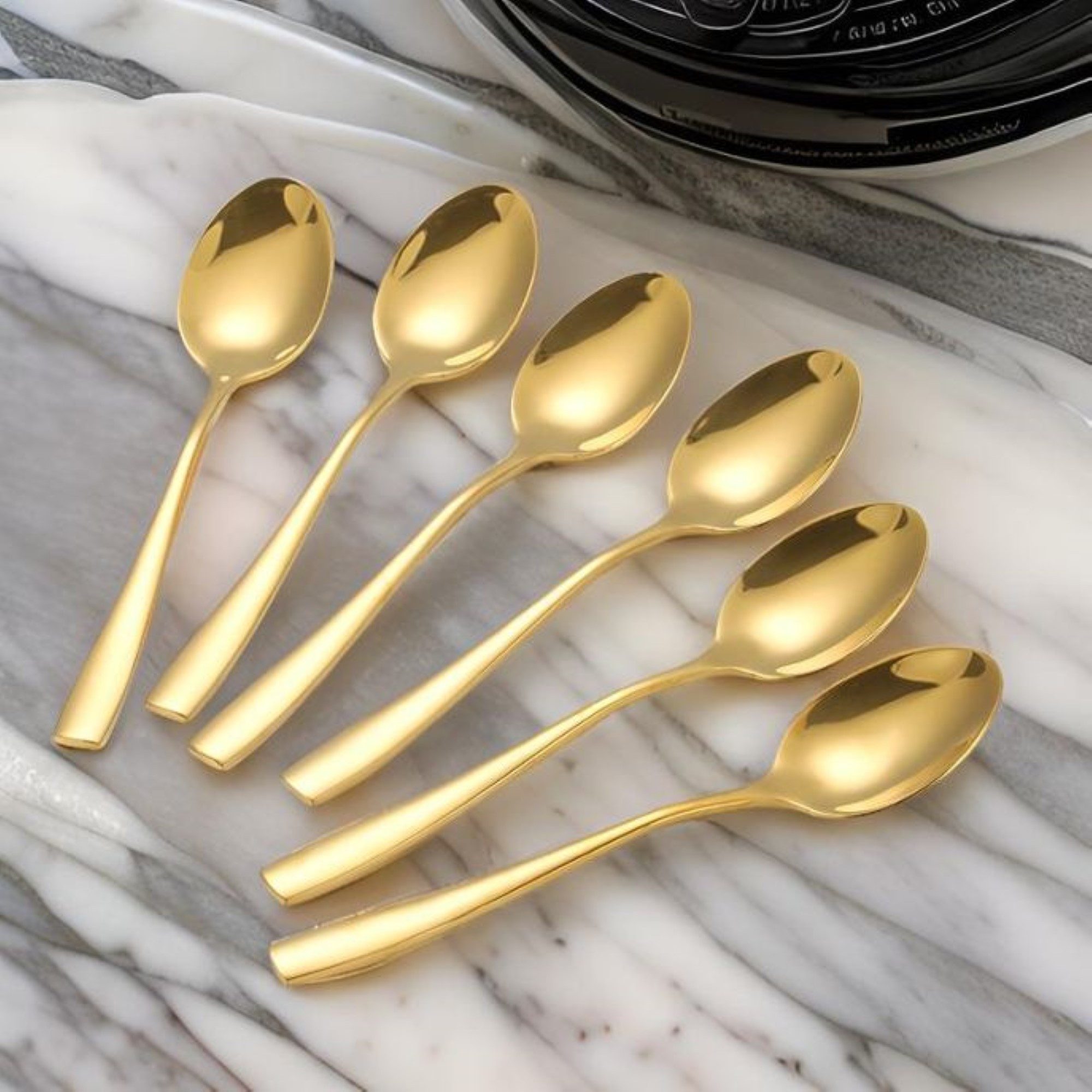 Cheffinger Besteck-Set 6er Set goldene Kaffeelöffel aus hochwertigem Edelstahl Modern, Edelstahl – Bild 4 von 5