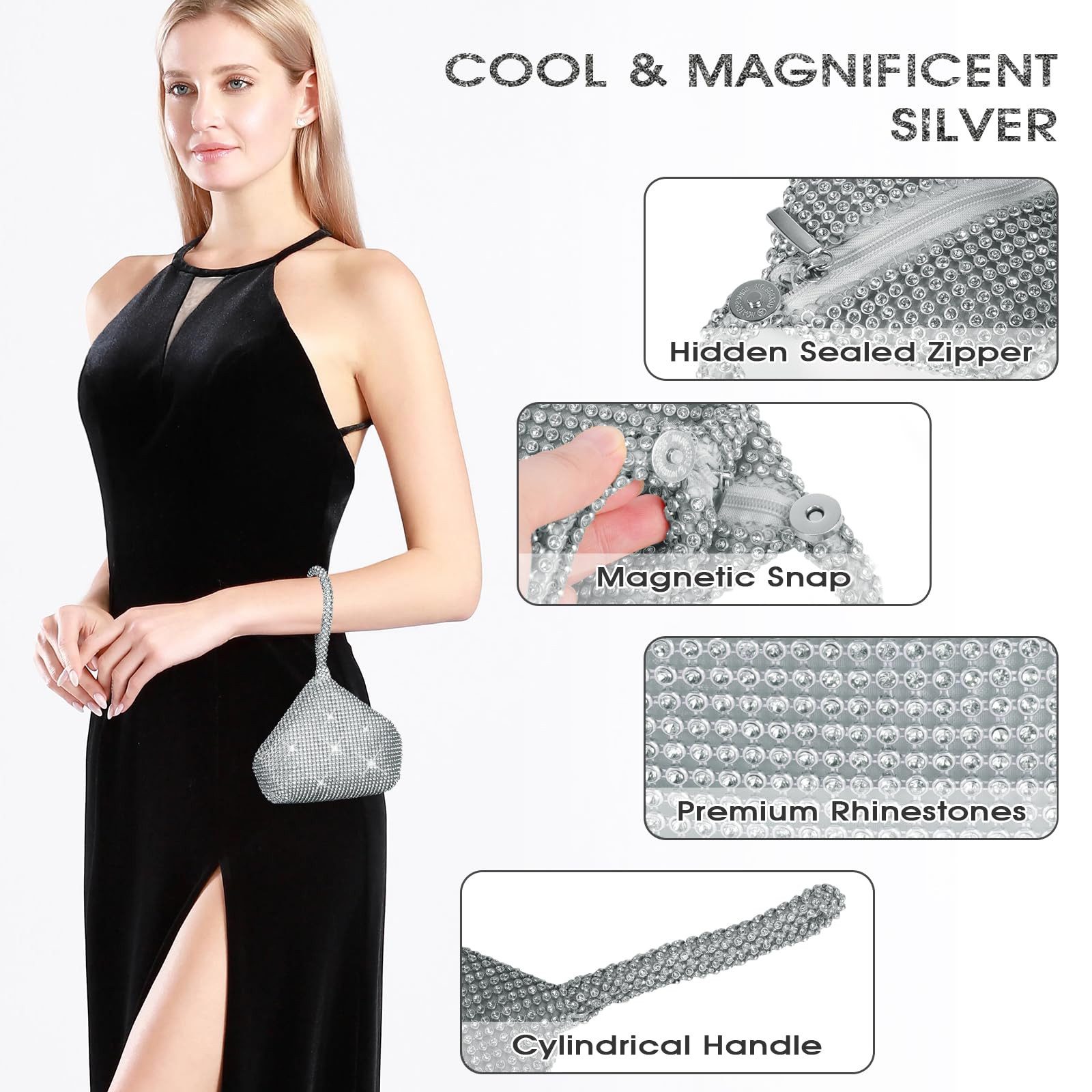 Coonoor Abendtasche Modische Damen-Clutch für Brautjungfern, Damen, Mädchen, Braut, Abendtasche für Abschlussball, Cocktailparty, Hochzeit, Verlobung