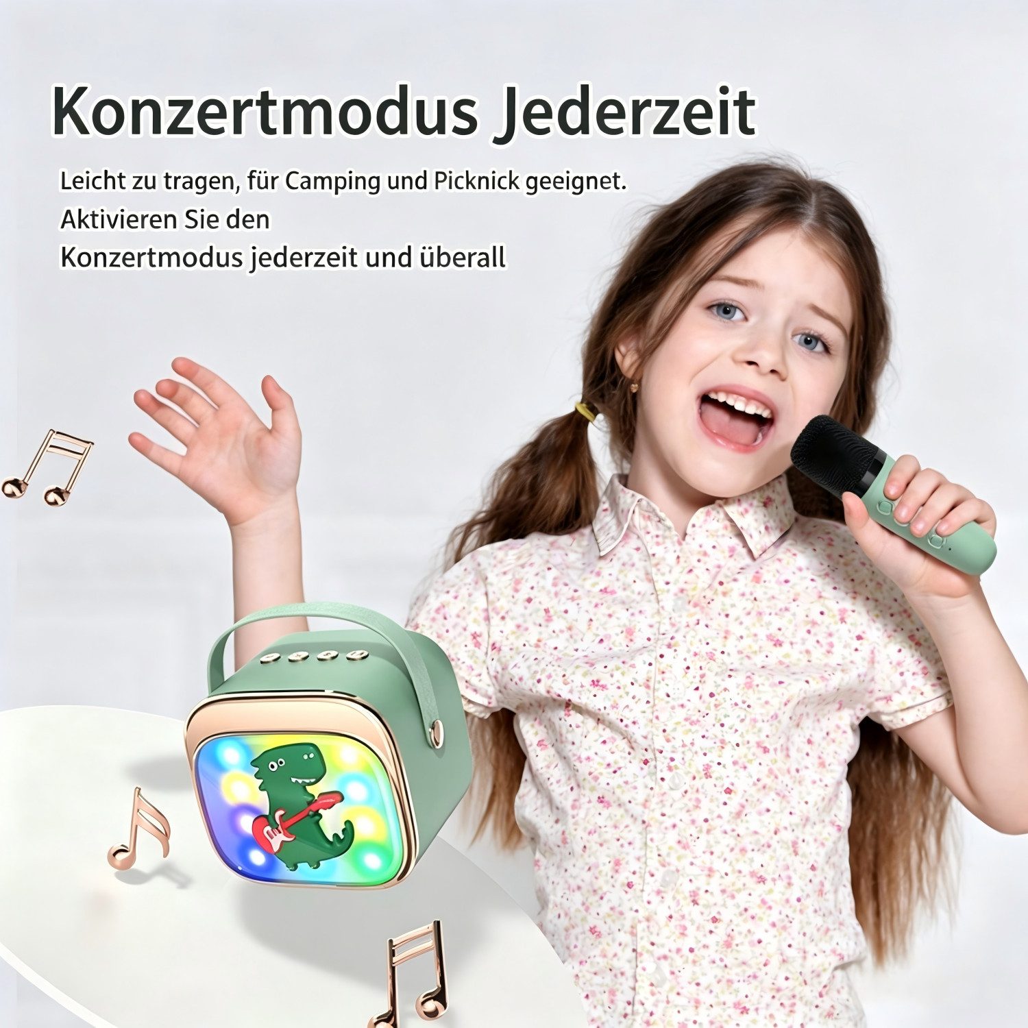 ibettertec Mikrofon Mini Bluetooth-Lautsprecher Karaoke Maschine Kinder Geschenk Spielzeug (HIFI Klangqualität, Bluetooth 5.1 Verbindung, 360 Grad Surround Sound), Geschenk Spielzeug für 3-12 Jahre Karaoke-Maschine