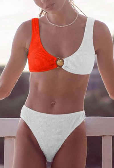HOTDUCK Triangel-Bikini Damen Bikini Sets niedrige Taille Schwimmanzug Zweiteiliger Badeanzug