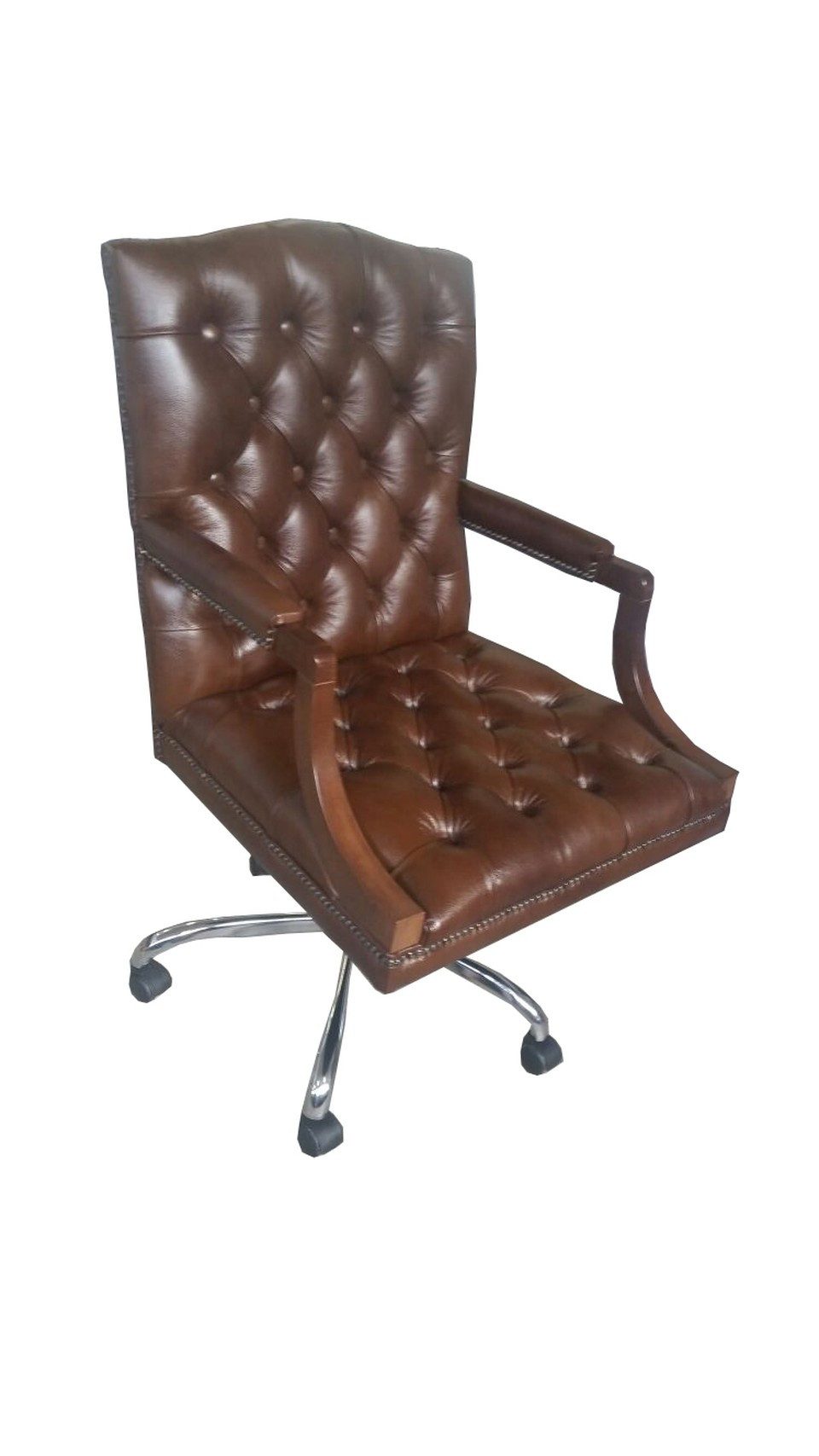 Xlmoebel Chefsessel Chesterfield Drehstuhl Ledersessel KING für Büro und Home Office (1 St), Made in Europa