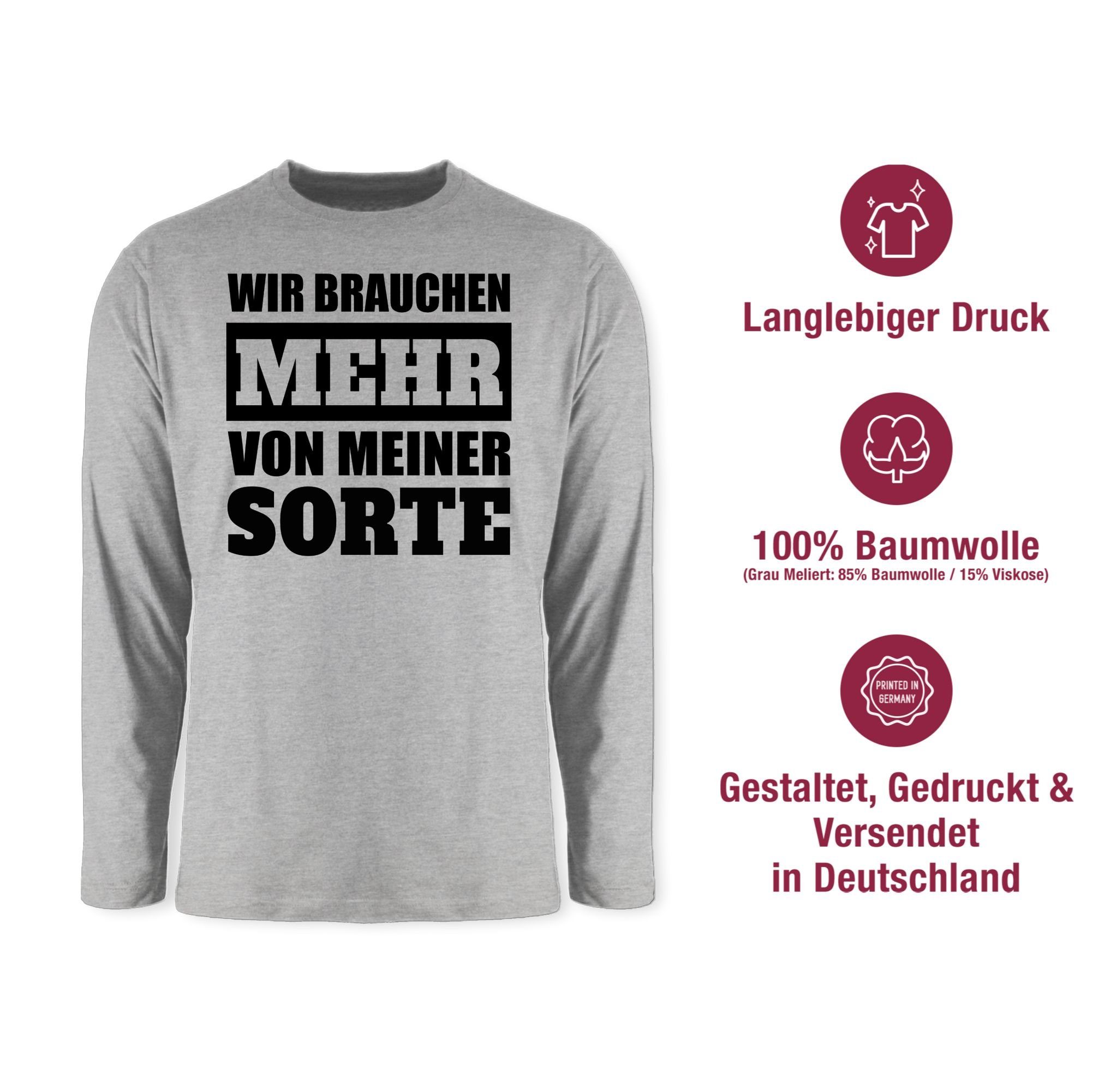 Rundhalsshirt meliert mehr schwarz 1 von Shirtracer brauchen Sorte meiner - Grau Wir Statement Sprüche