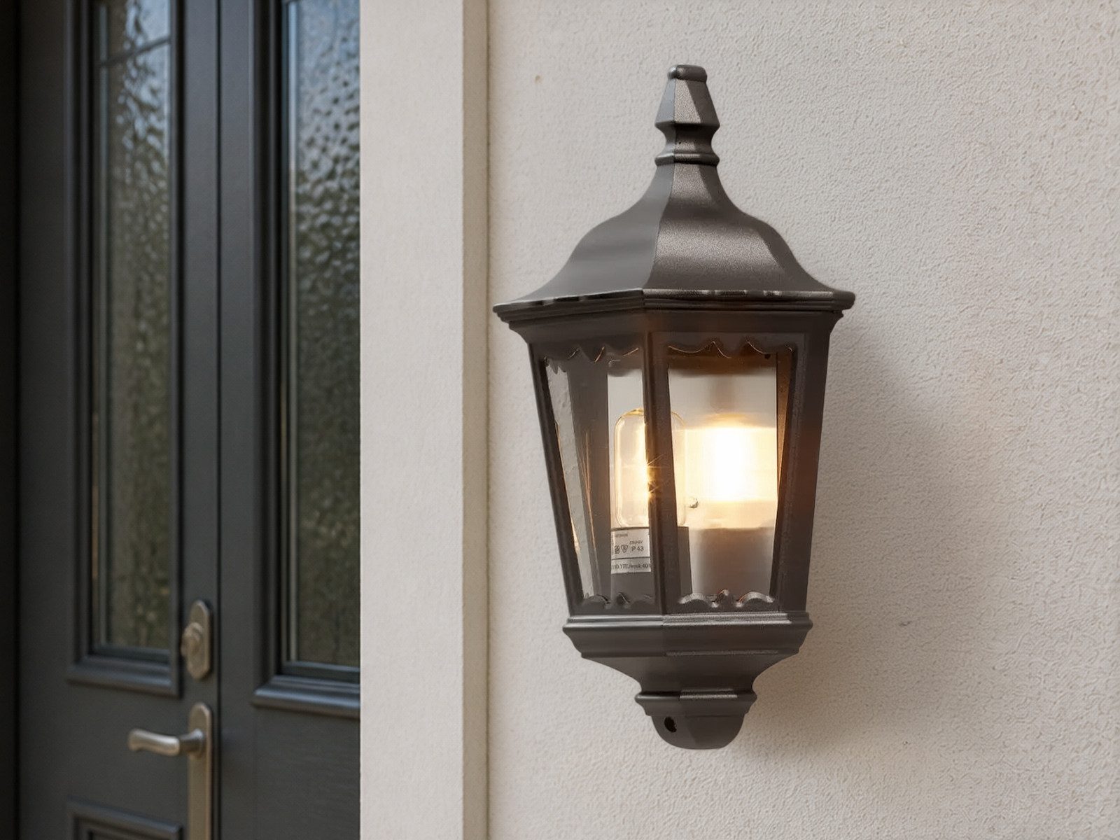 KONSTSMIDE LED Außen-Wandleuchte antike Wand-Laterne, Höhe 44,5cm, LED wechselbar, Warmweiß, Außenleuchte Halbschale zur Fassadenbeleuchtung inkl. E27 Leuchtmit – Bild 2 von 5