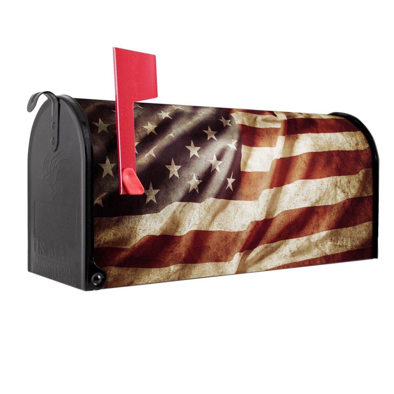 banjado Amerikanischer Briefkasten Mailbox United States (Amerikanischer Briefkasten, original aus Mississippi USA), 22 x 17 x 51 cm schwarz | Briefkästen