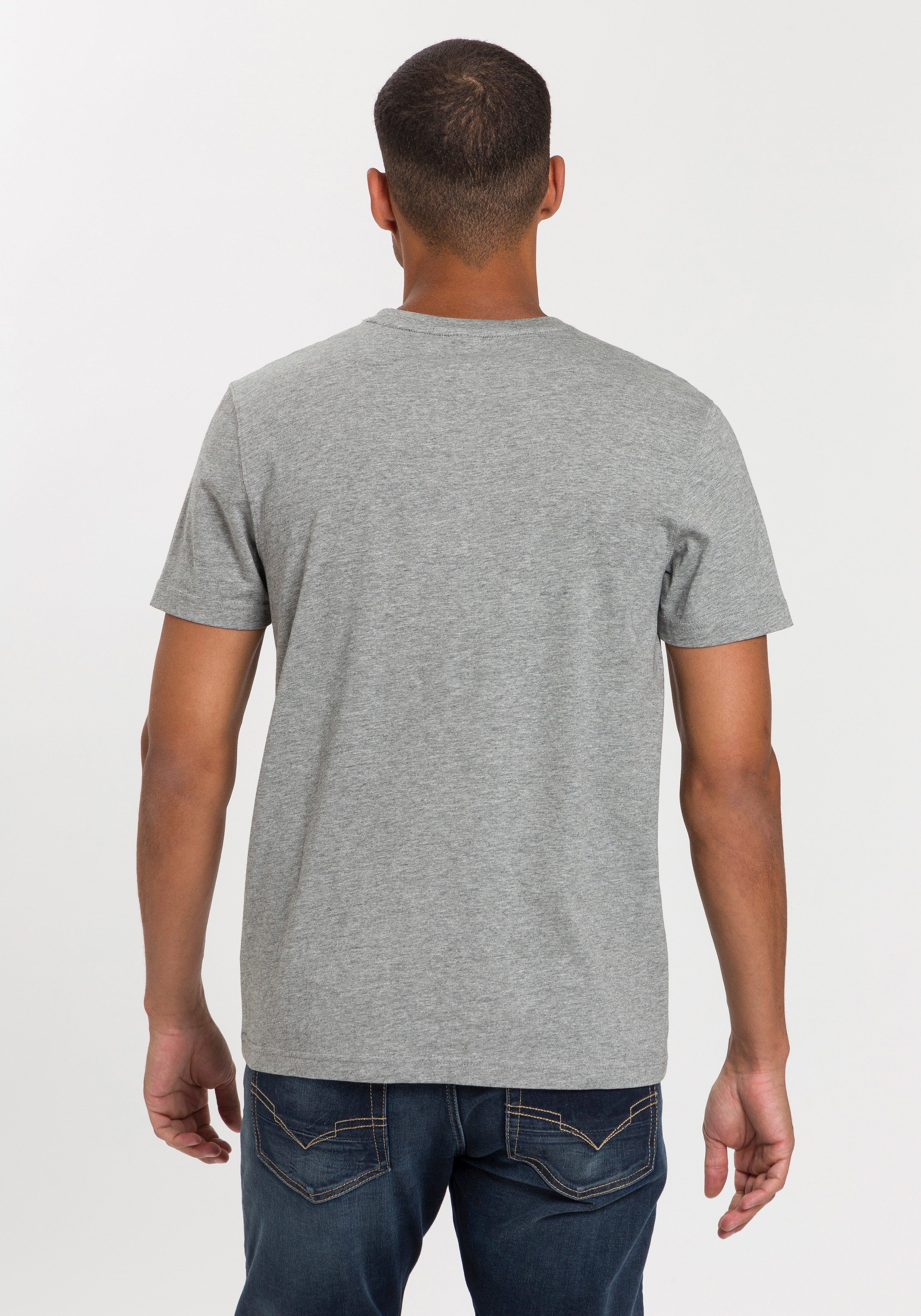 H.I.S T-Shirt (Packung, 3-tlg., 3er-Pack) schmal geschnitten, bedrucktes Design, aus 100% Baumwolle
