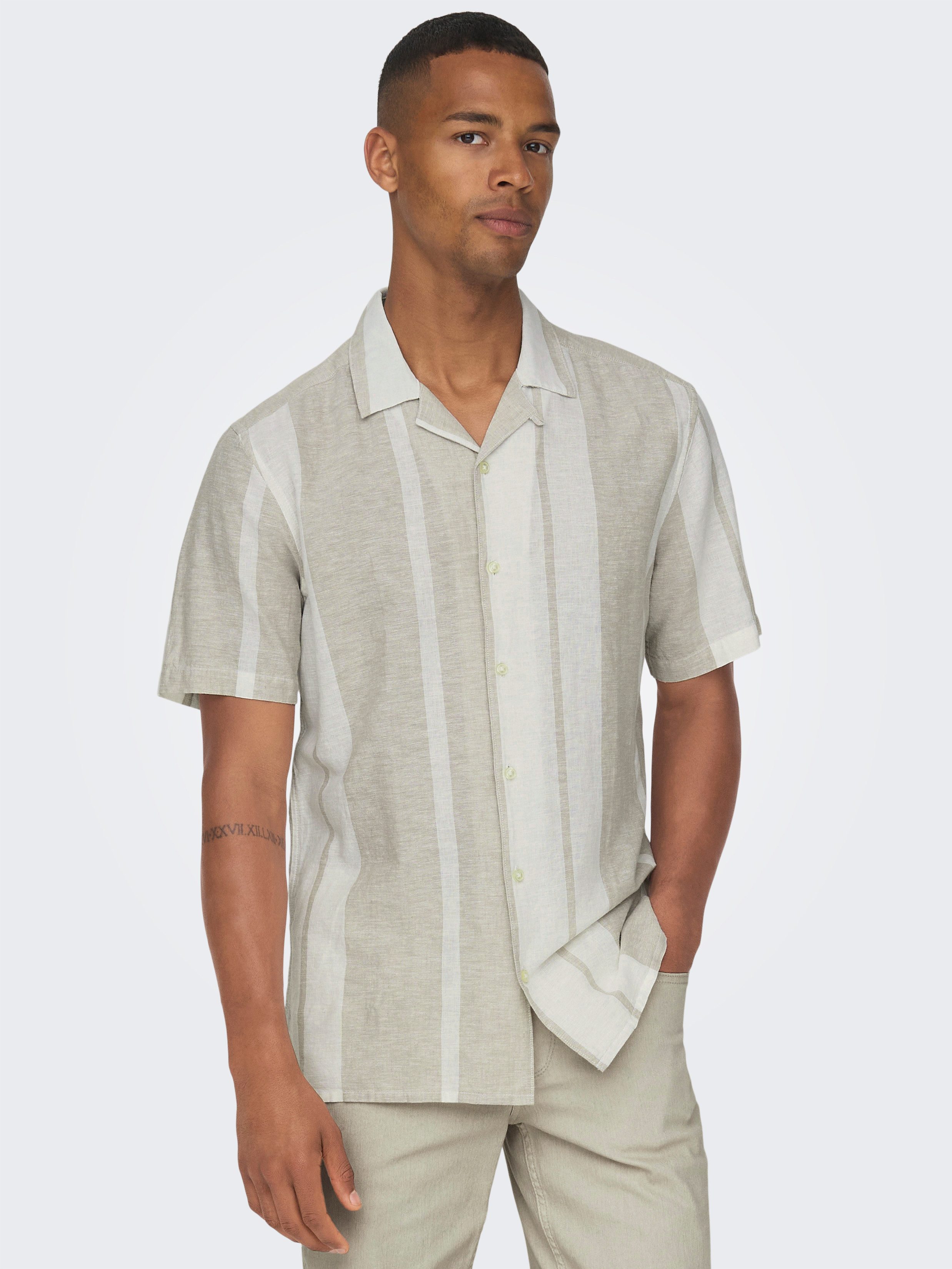 ONLY & SONS Kurzarmhemd ONSCAIDEN SS STRIPE LINEN RESORT NOOS günstig online kaufen