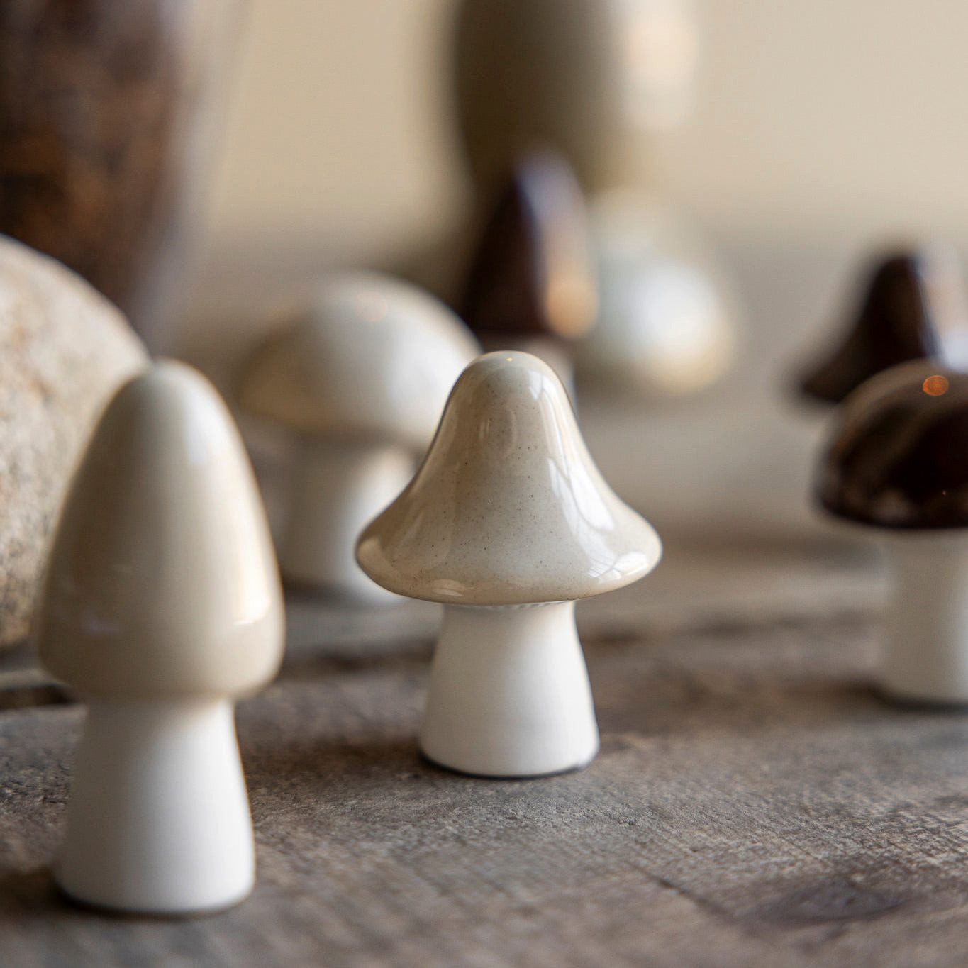 Storefactory Dekoobjekt Pilz Bohlt in beige weiß