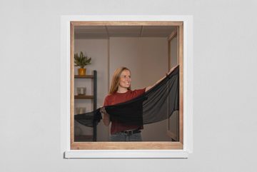 SCHELLENBERG Fliegengitter-Gewebe Elastic 51009, elastischer Insektenschutz für Fenster, 130x150 cm, anthrazit