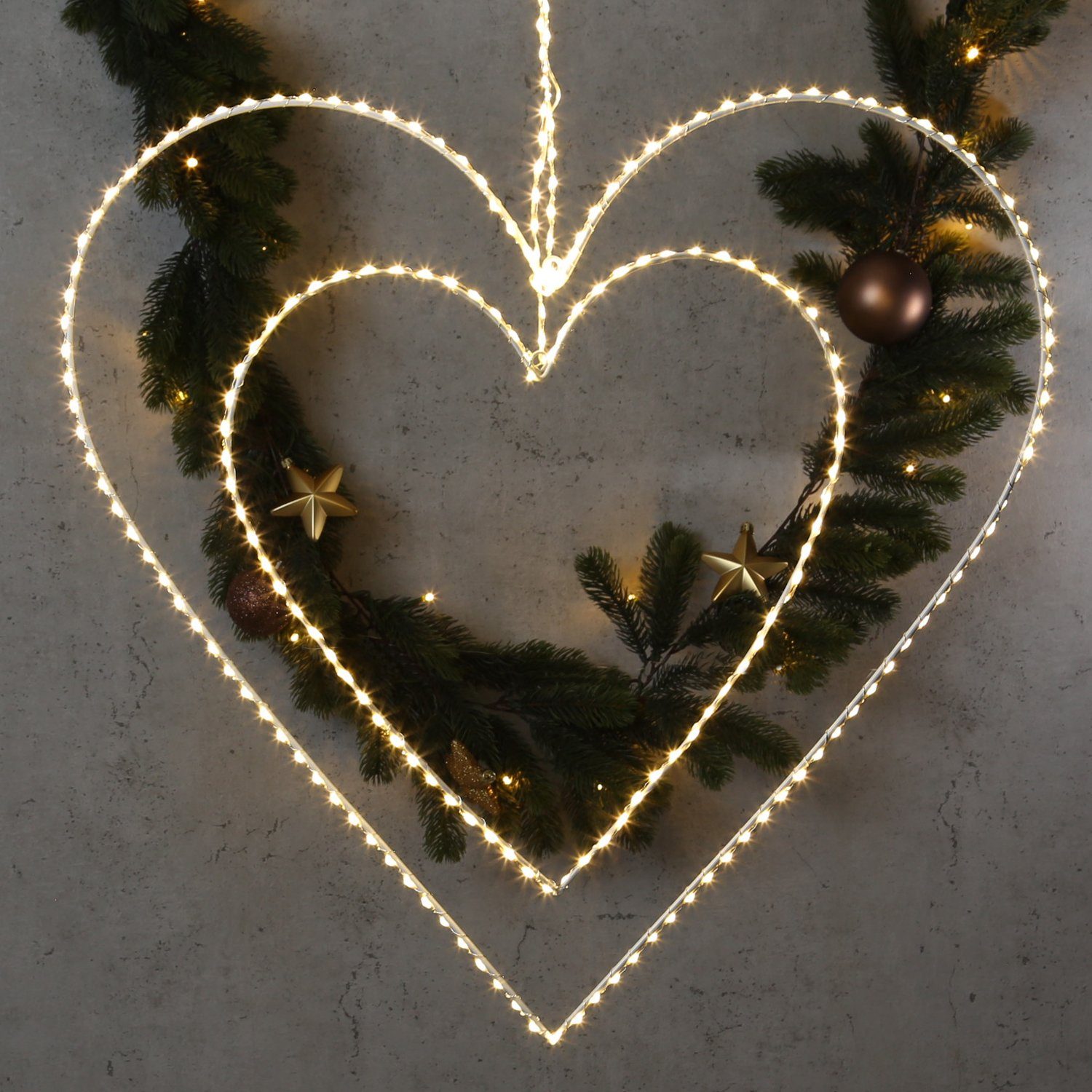 MARELIDA LED Dekolicht LED Herz Metallherz 120LED Leuchtherz hängend D: 38cm, LED Classic