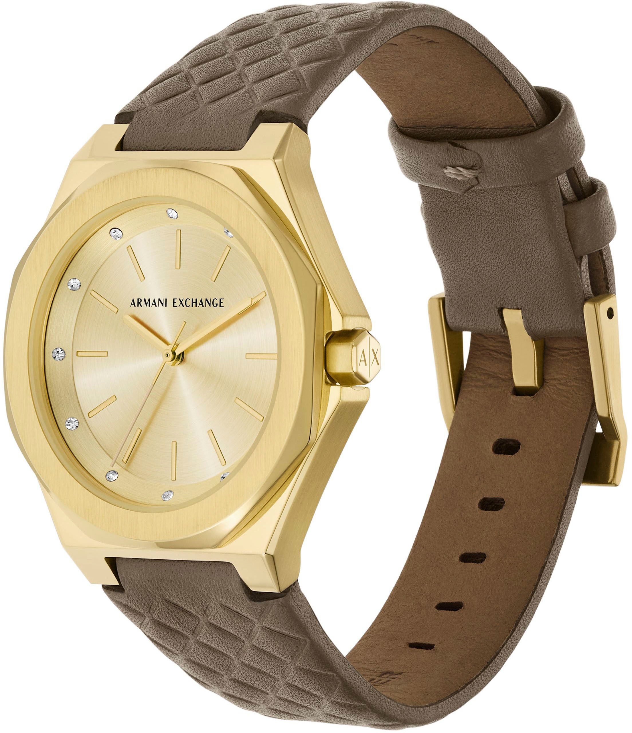 ARMANI EXCHANGE Quarzuhr AX4617, Armbanduhr, Damenuhr, Lederarmband, analog günstig online kaufen