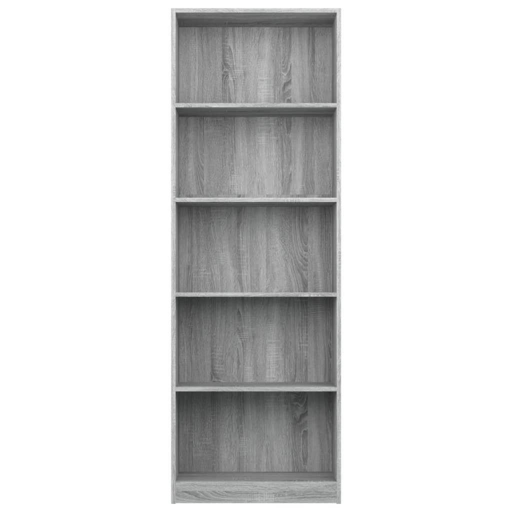 Fächer 60x24x175 Grau 5 Sonoma-Eiche furnicato Bücherregal Holzwerkstoff