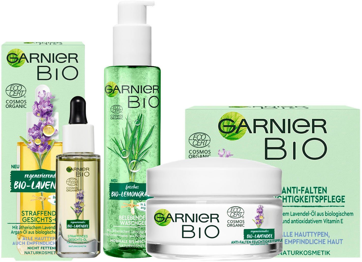 GARNIER Gesichtspflege-Set Bio Anti-Aging-Set Set, 3-tlg.