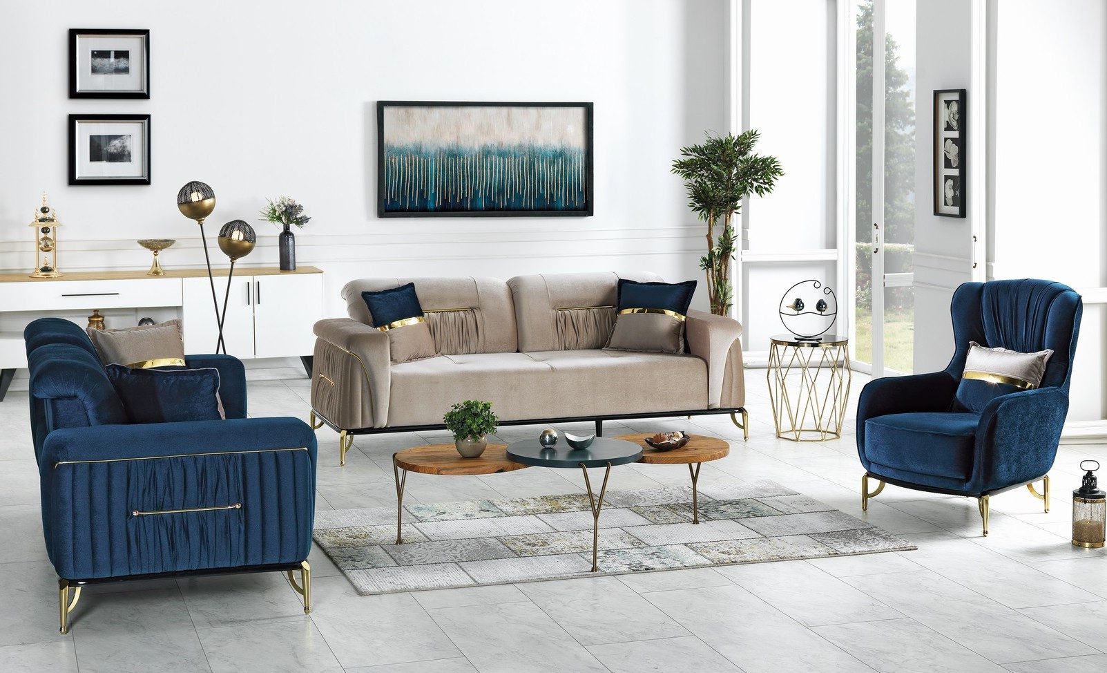 Xlmoebel Polstergarnitur Designer Sofagarnitur 3+3+1 Sitzer Couch Set in modernem Stil, (3-tlg), Made in Europa