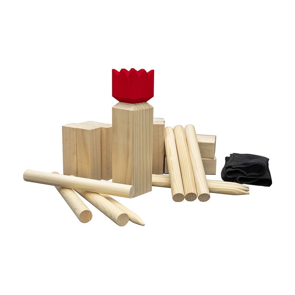 Carromco Spiel, Kubb Wikingerschach Kubb, aus hochwertigem Holz mit  wetterfester Tasche, Outdoor Spielzeug Wikinger Schach, inklusive Tasche,  in Kiefern- Birken- oder Gummibaum-Holz erhältlich