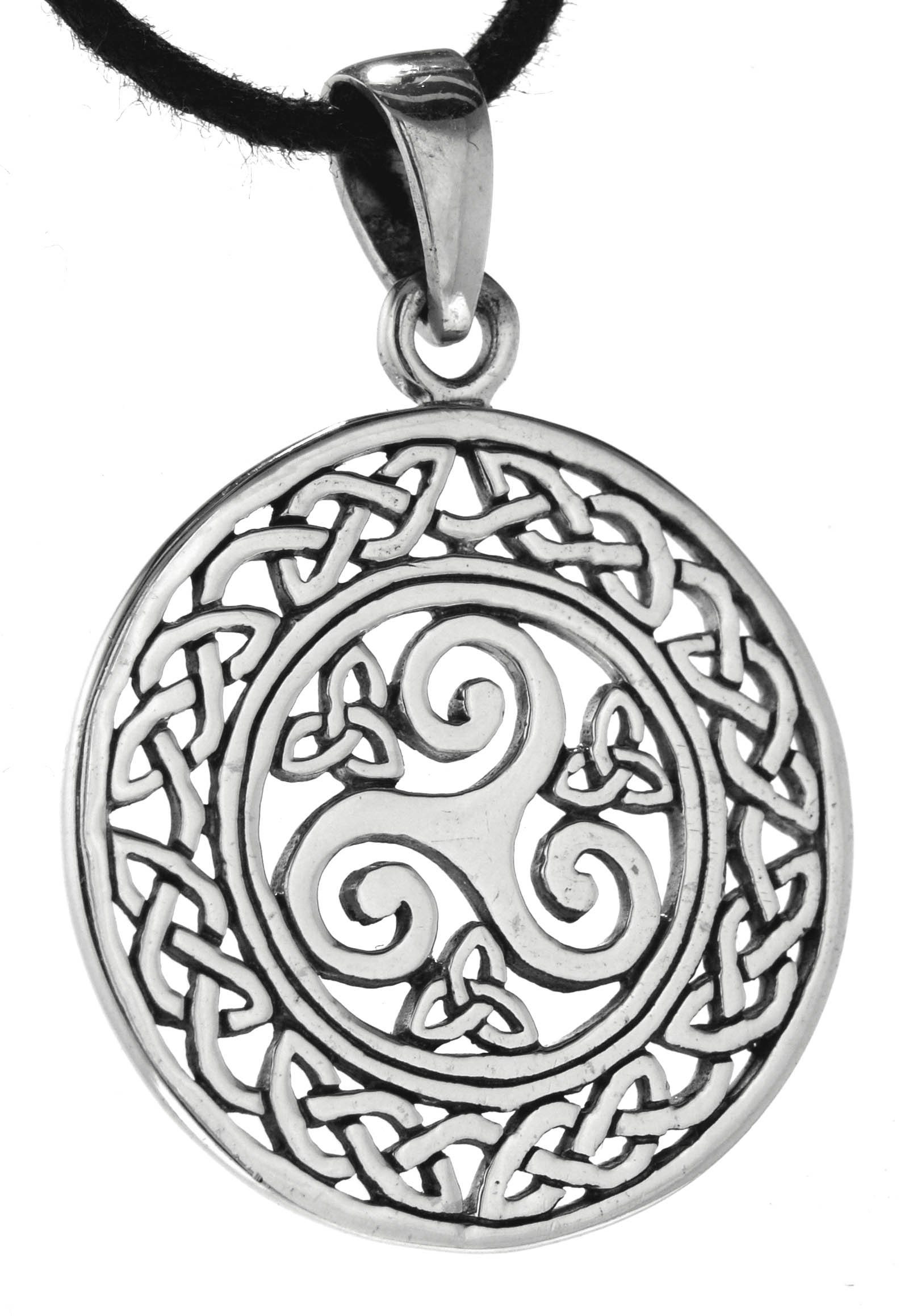 Kiss of Leather Kettenanhänger Triskele aus Spirale Triskelen Dreierspirale Silber 925 Sterling