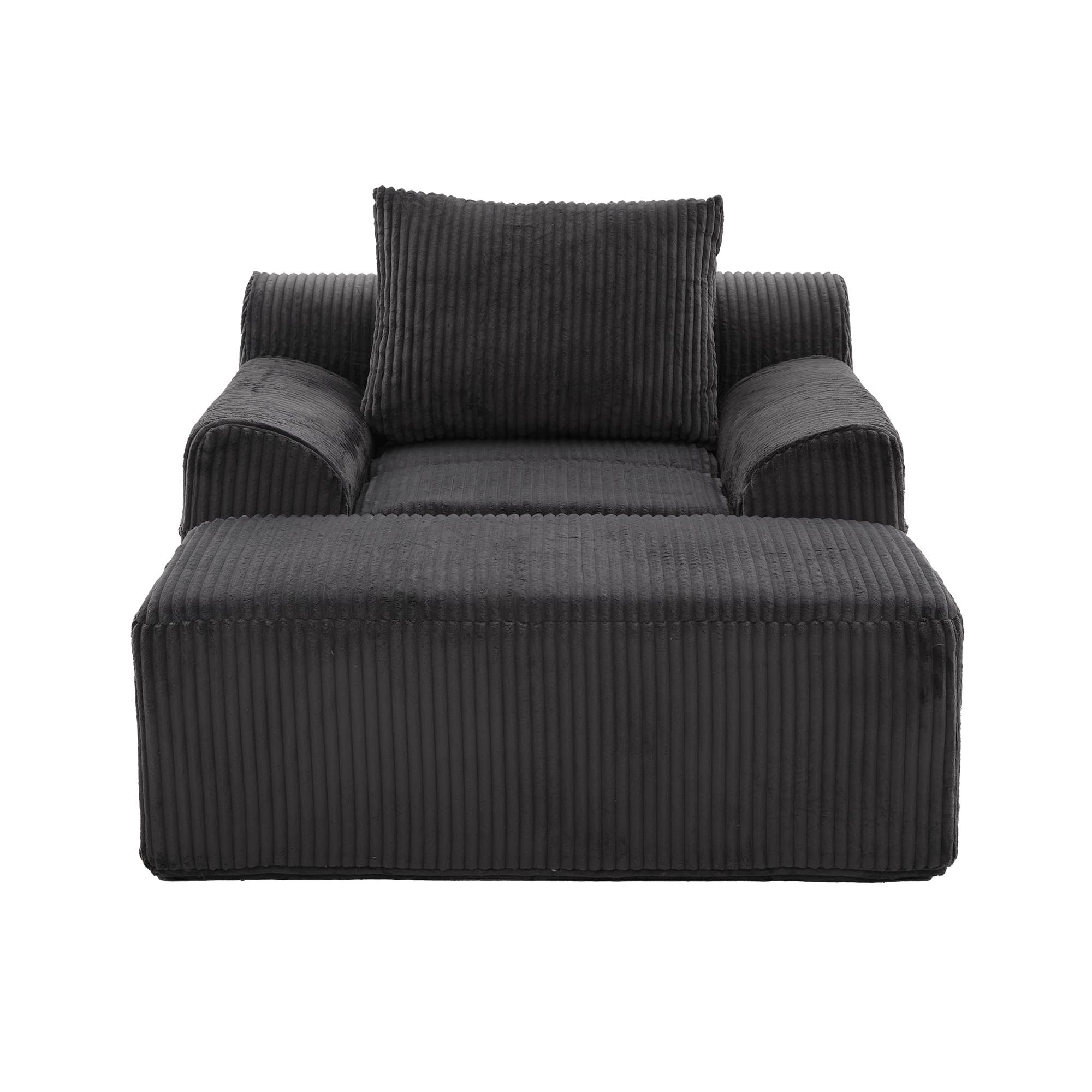 ANYSUN Sessel Loungesessel Sofasessel mit Seitentaschen und Kissen, Sitzsacksofa (Set, Relaxsessel inkl. Hocker)