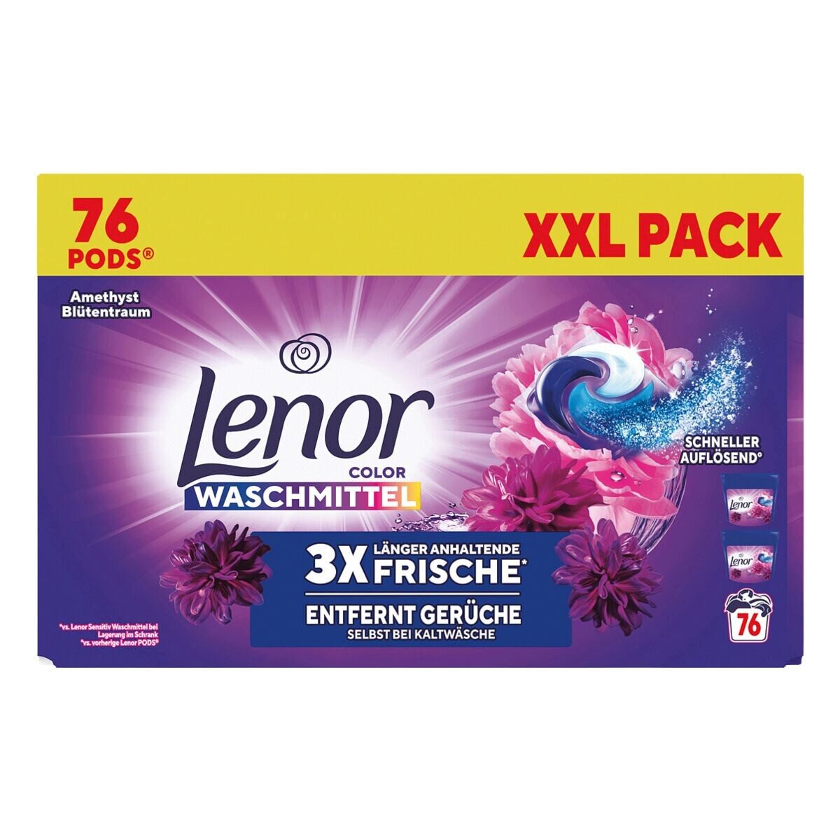 LENOR Amethyst Blütentraum Colorwaschmittel (All-in-1 PODS®, 76 WL / 2x 38 PODS)