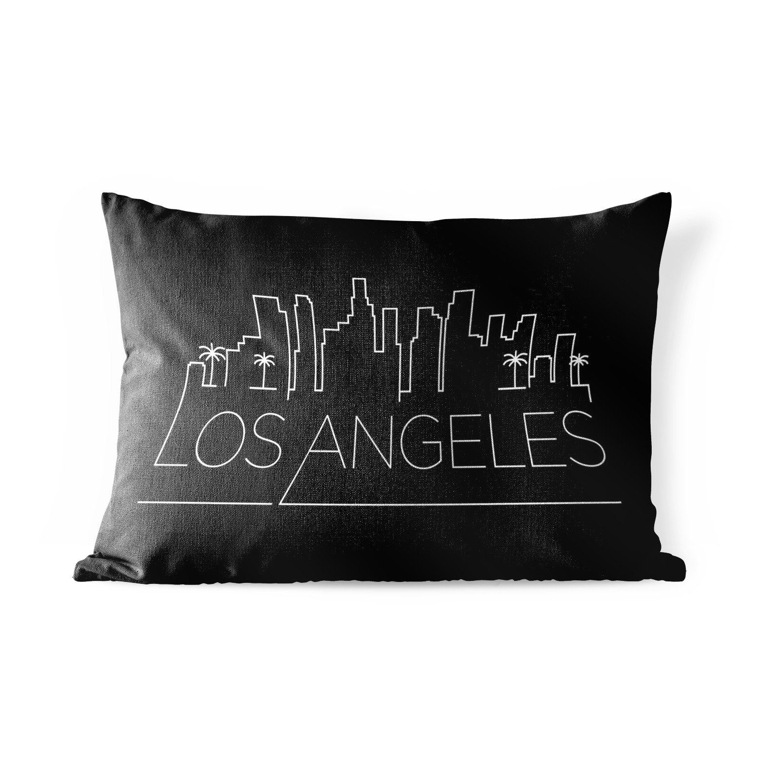 MuchoWow Dekokissen Skyline "Los Angeles" schwarz, Outdoor-Dekorationskissen, Polyester, Dekokissenbezug, Kissenhülle