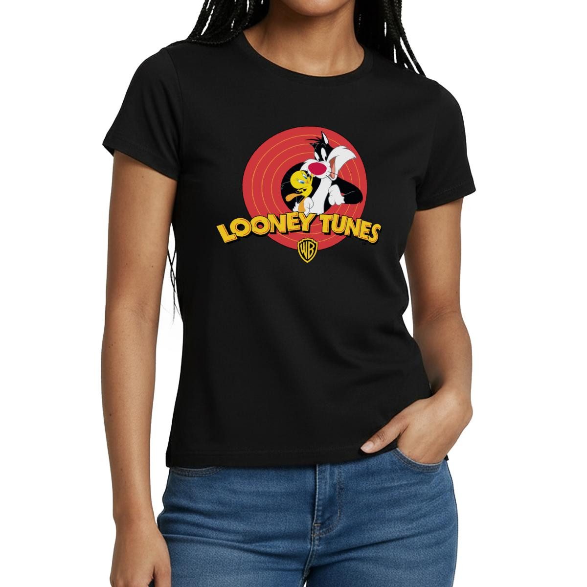 Spreadshirt T-Shirt Looney Tunes Sylvester Und Tweety Frauen T-Shirt (1-tlg günstig online kaufen