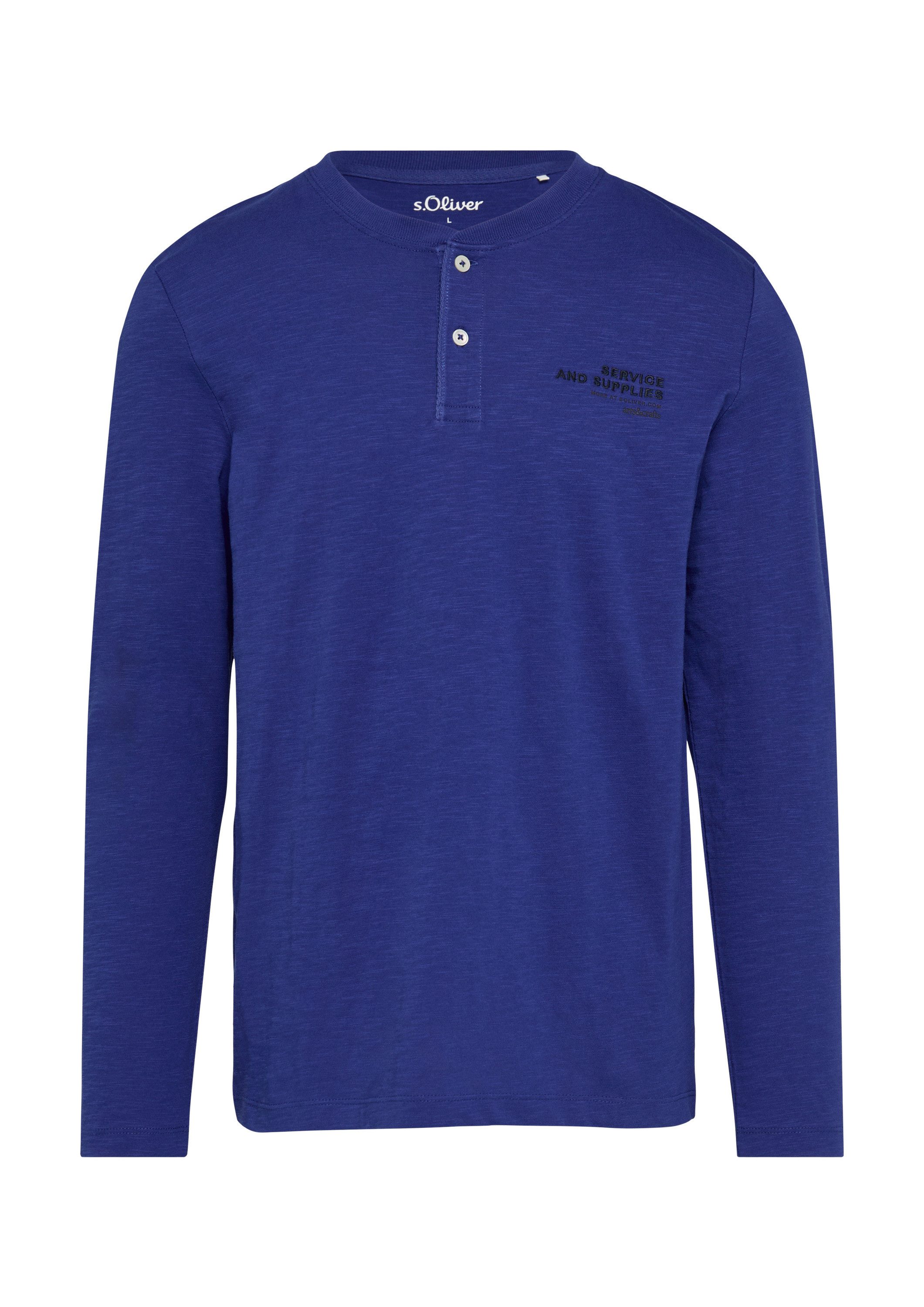 s.Oliver Langarmshirt T-Shirt Henley-Shirt mit Flammgarnstruktur und Sticke günstig online kaufen