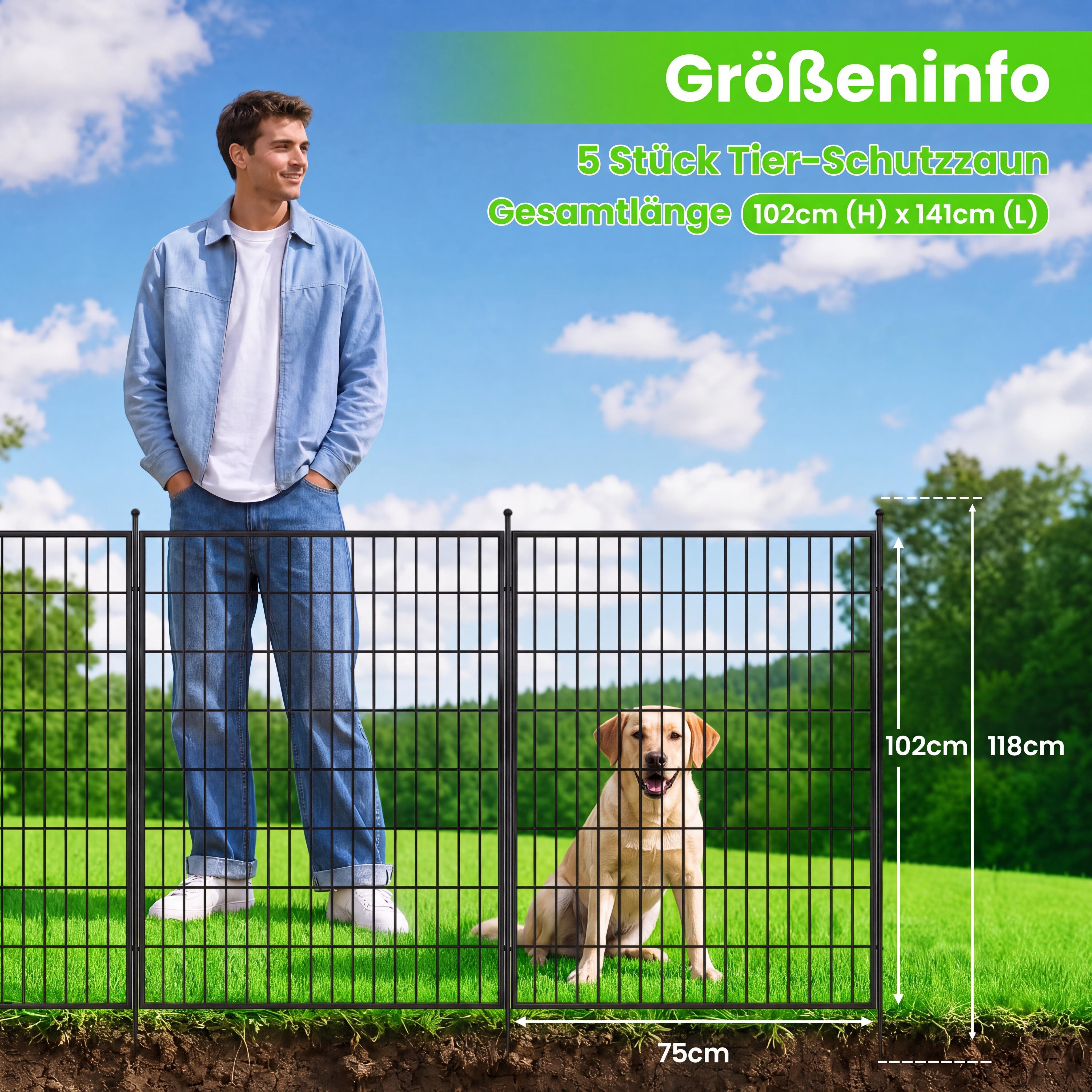 GarveeMore Spalier 5er Set Tierbarriere mit Tür, Dekorative Gartenzaun, 102cm H 142cm L – Bild 2 von 5