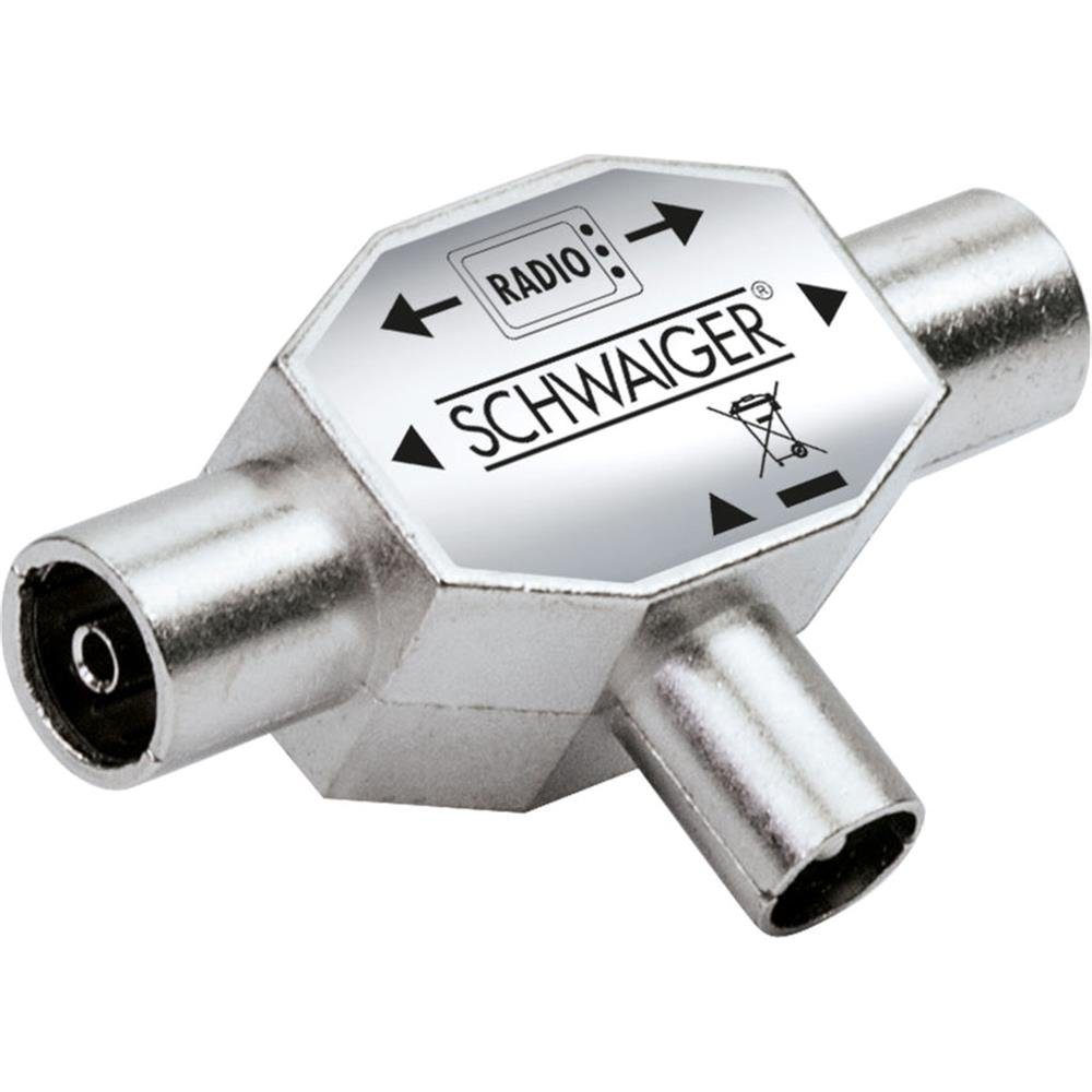 Schwaiger SAT-Verteiler ASV43531, 2-fach Aufsteckverteiler, Rundfunk Anschluss, silber, Verteiler