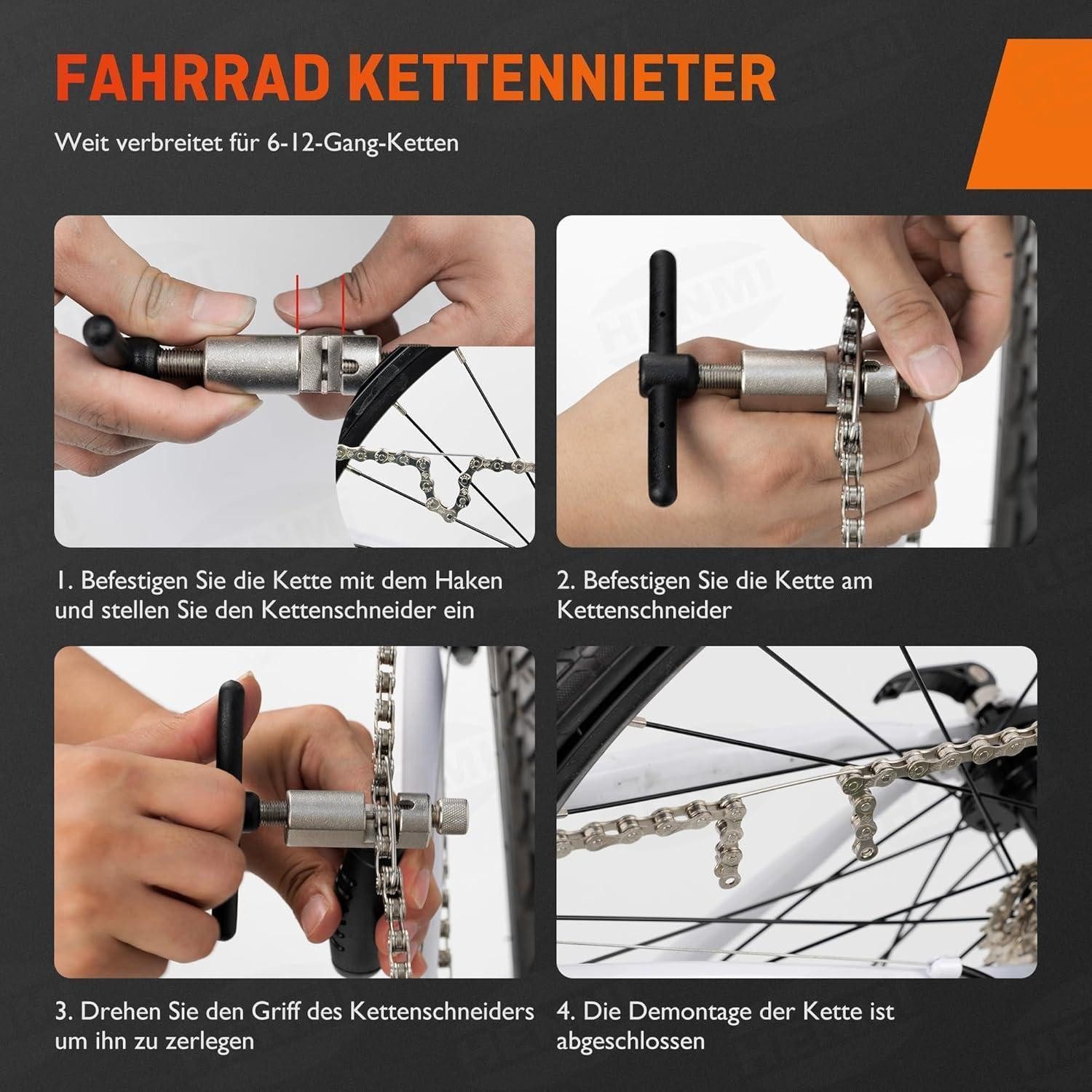 LuxusKollektion Fahrradkette Kettennieter Fahrrad 6-12 fach Reparatur mit Ersatzpin