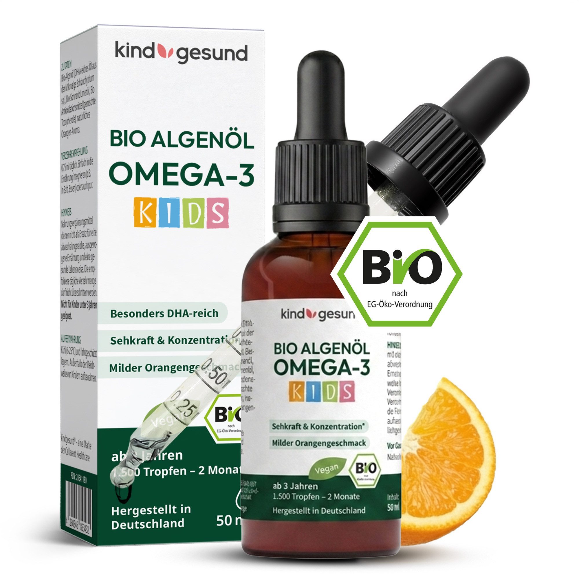 kindgesund Omega-3 Bio-Algenöl Kinder Tropfen - kindgesund Tropfen, Bio-Qualität