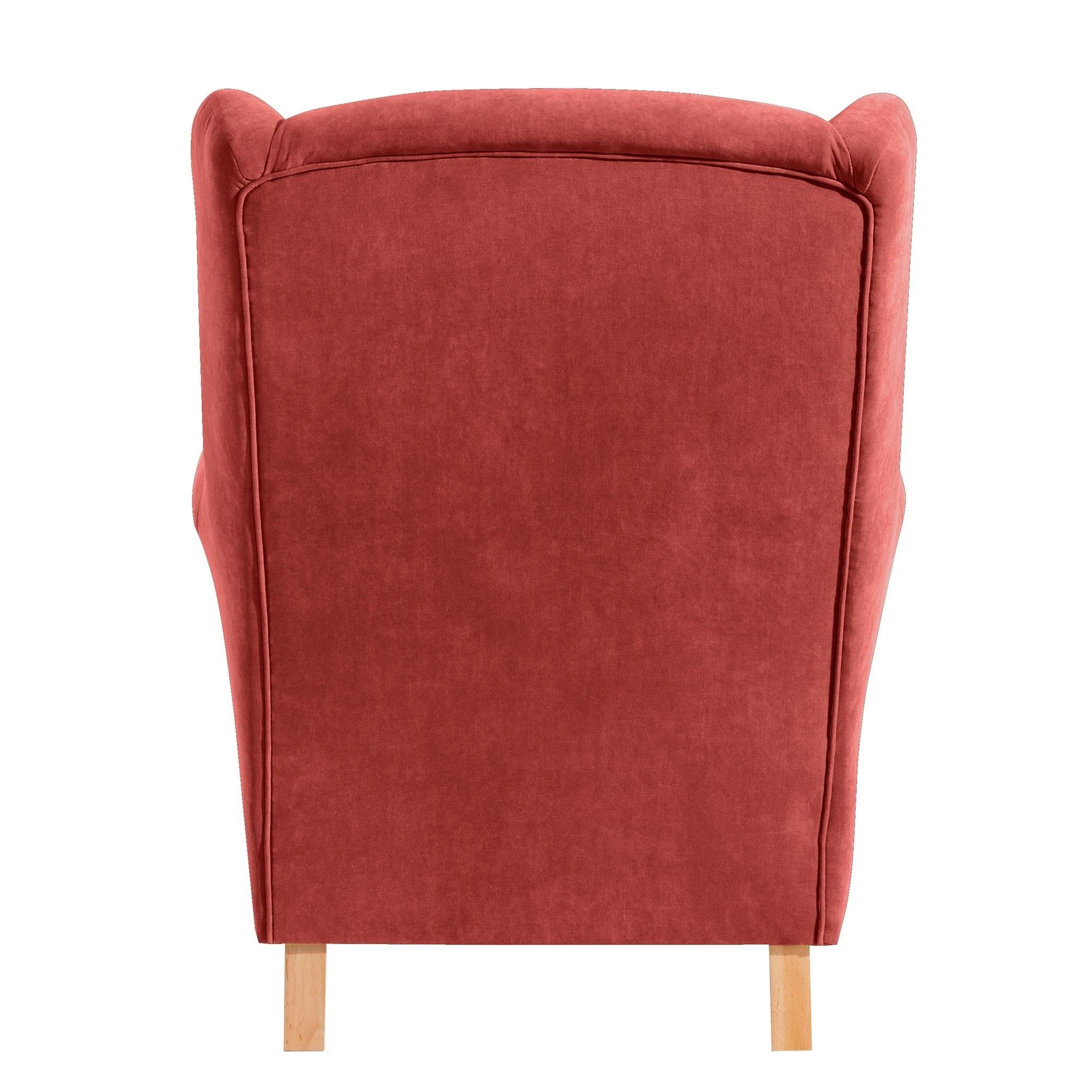 Kostenlosem Sessel natur Bezug Kessel terracotta 1-St), 22057 Sitz aufm inkl. Buche / 58 hochwertig verarbeitet,bequemer (Sparpreis Karlen Ohrensessel Versand, Veloursstoff