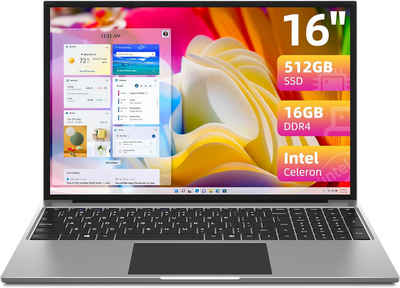 JUMPER Vielseitige Anschlussmöglichkeiten Notebook (Intel N100, 512 GB SSD, 16GB RAM, Leistungsstarkes Prozessor,Lange Akkulaufzeit Mattes Display)