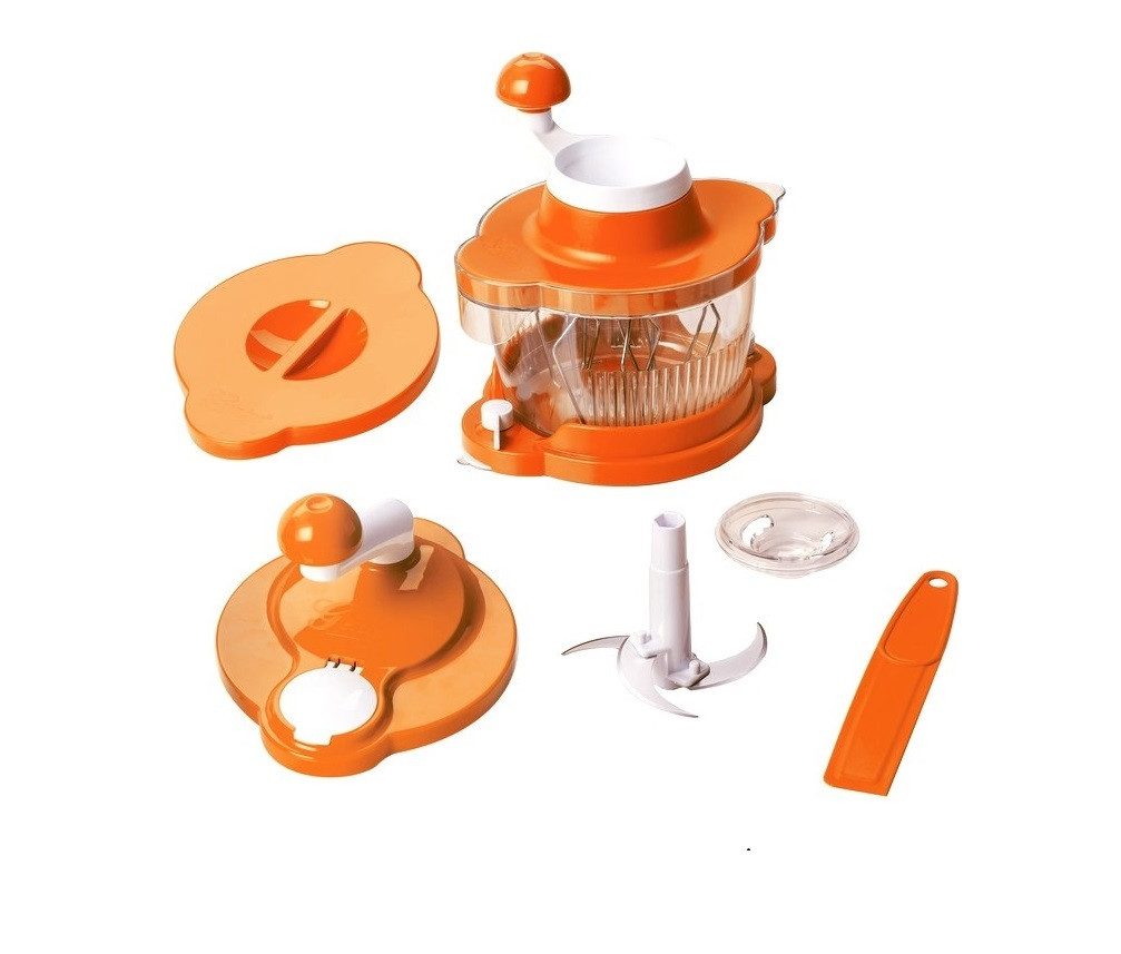 Genius Küchenreibe Genius 21254 Mixer Cutter Multitalent 6 tlg. Orange Küchenmaschine, Edelstahl, Kunststoff