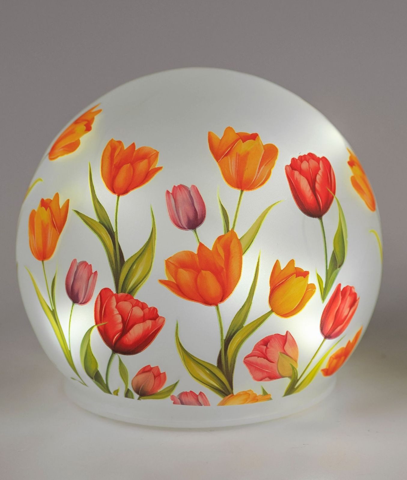 formano LED Dekolicht Deko Kugel Glas Tulpen 12cm Ambientelicht satiniertes Glas mit Timer, LED fest integriert