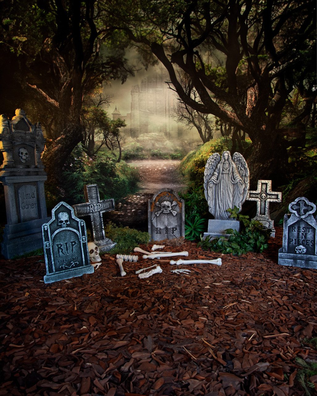 Horror-Shop Dekoobjekt Verwitterter Halloween Grabstein 1816-1901 mit Tot – Bild 3 von 4